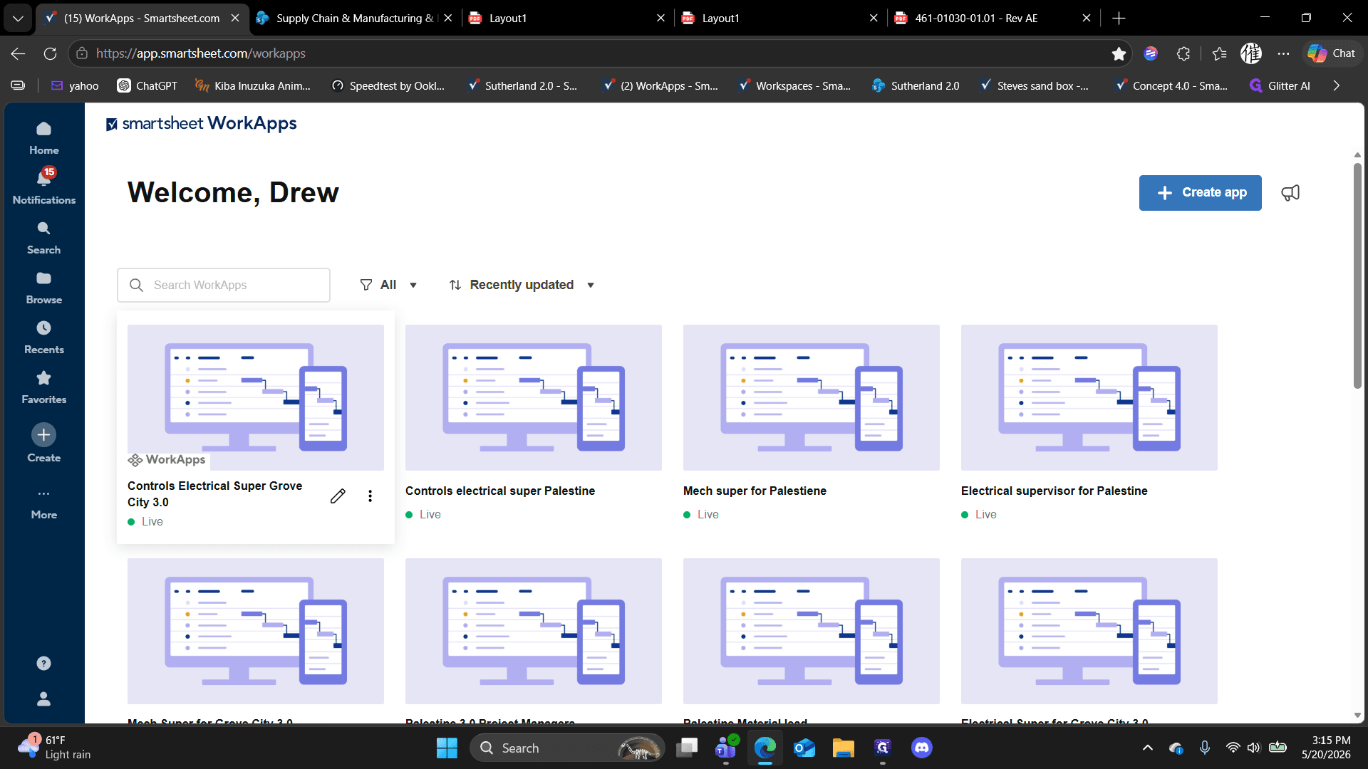 Step #10: Select your project app, such as Controls Electrical Super Grove City 3.0.