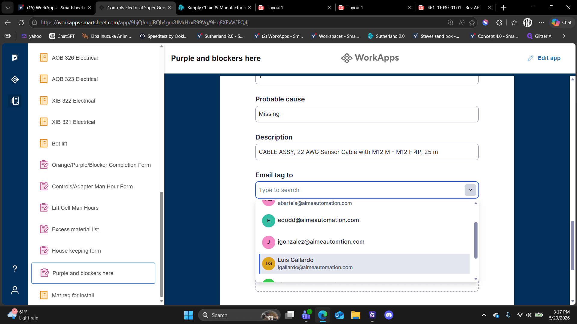 Step #21: Select the appropriate discipline supervisor from the Email tag to dropdown.