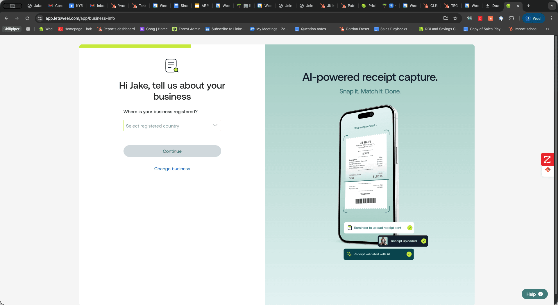 Step #6: Click the Select registered country dropdown menu.