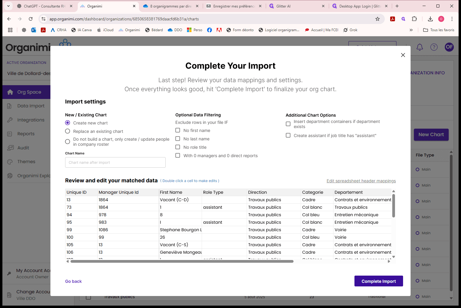 Step #59: Cliquez sur "Complete Import"