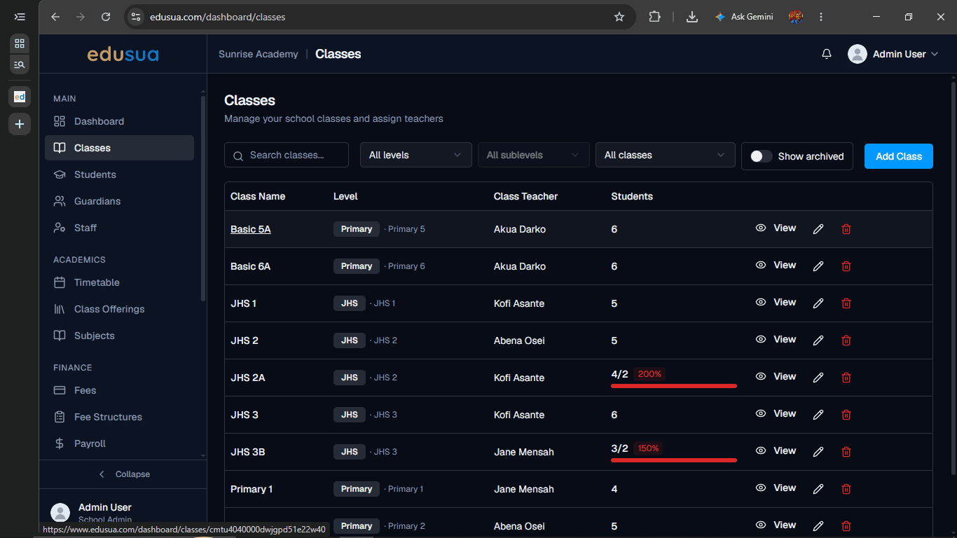 Step #2: Click on Basic 5A in the Classes list.