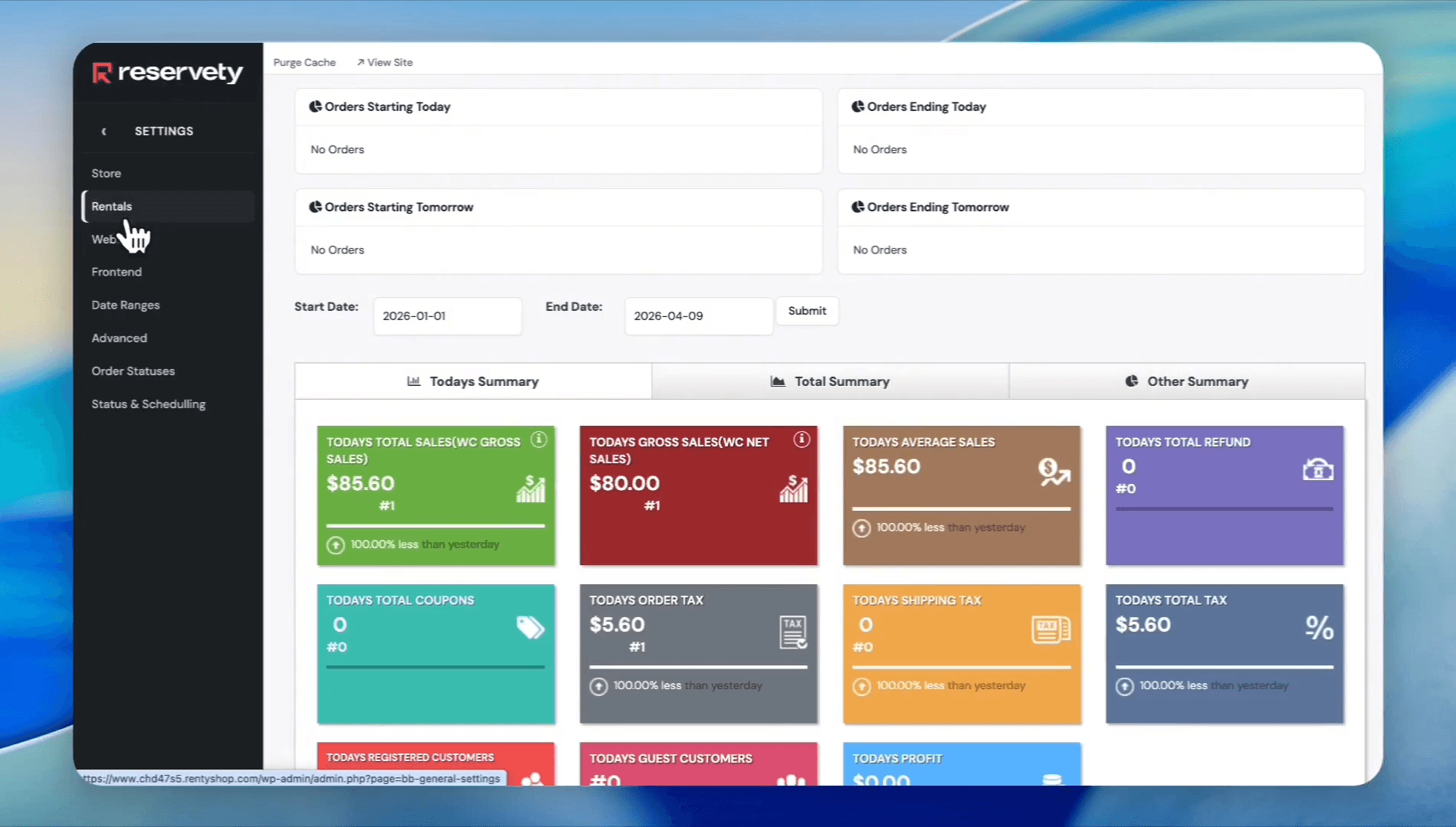 Step #3: Select Rentals from the sidebar.