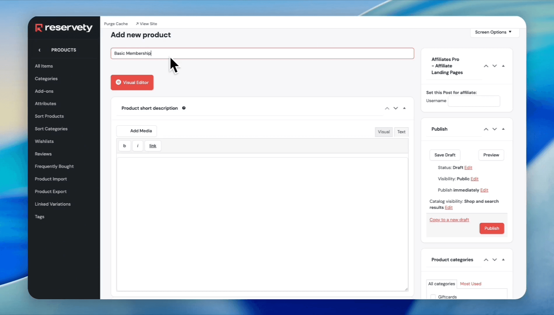 Step #11: Click Add New Product. Enter your membership's name, such as Basic Membership. And add description.