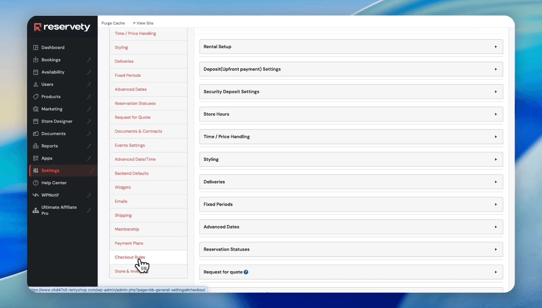 Step #18: Go back to Settings > Rentals, then click Checkout Rules.