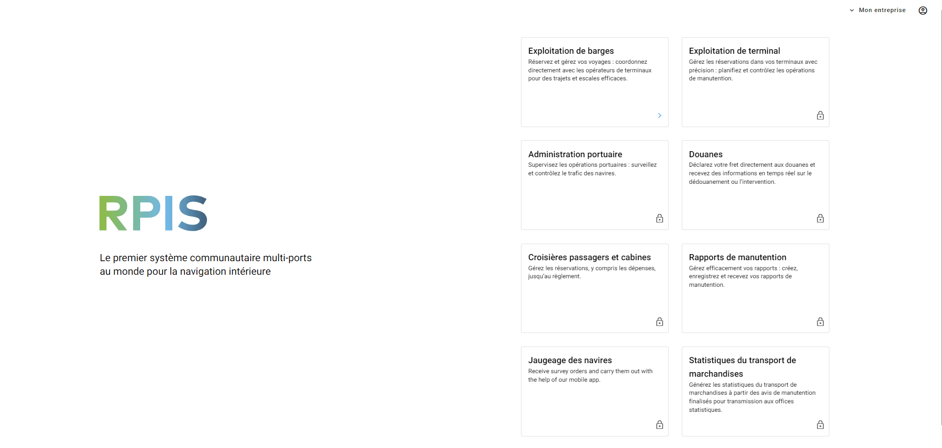 Step #1: Une fois connecté à votre compte RPIS, cliquez sur "Mon entreprise" dans le menu du haut.