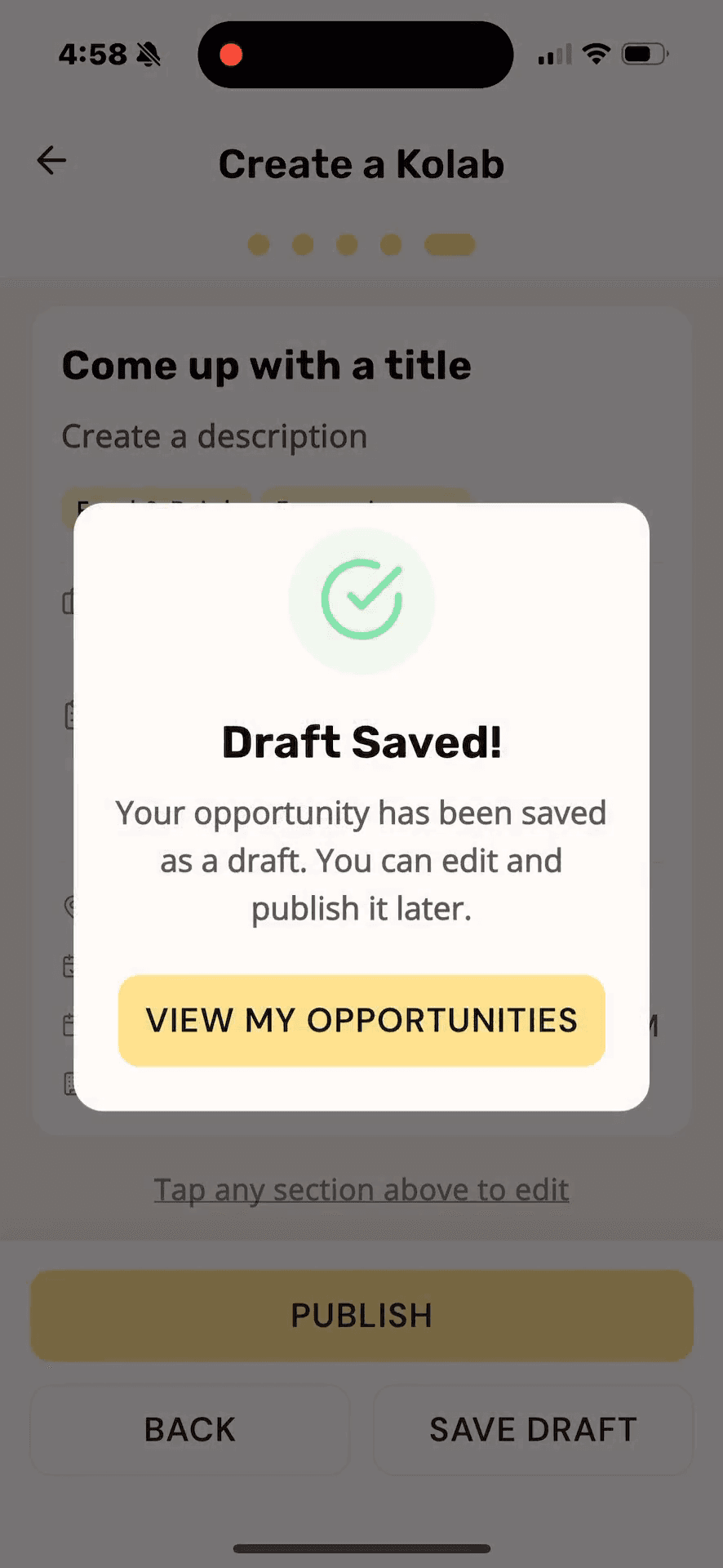 Step #22: Tap View My Opportunities on the confirmation popup to return to your pipeline.