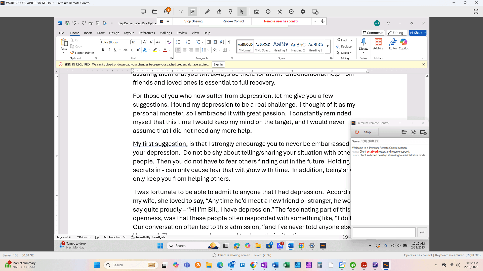 Step #4: Check that the text you were looking for is back. If the document looks good, Save.