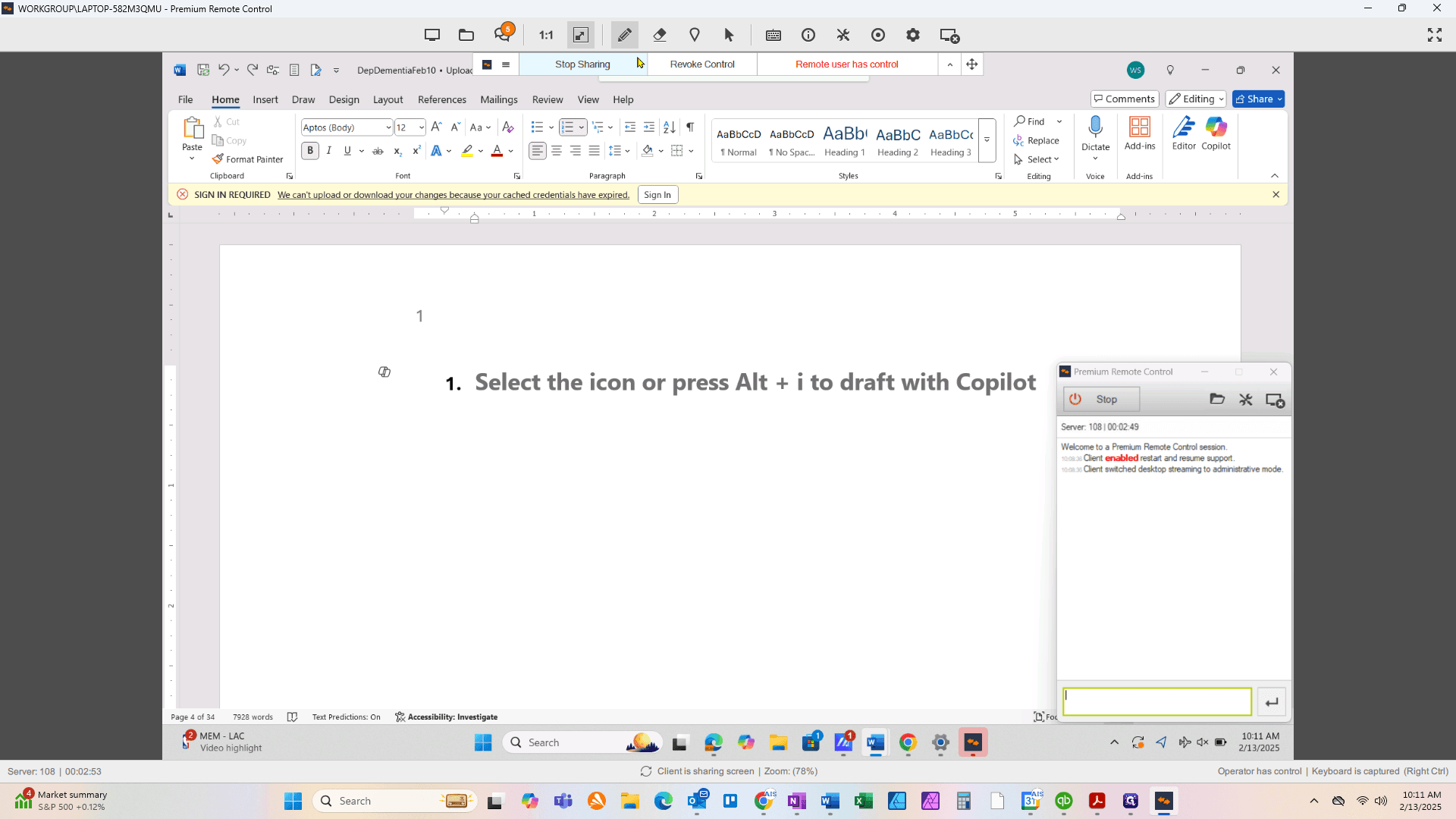 Step #1: In Word, click on the down arrow for the drop down menu next to the Undo Arrow (curved to the left). This will give you the history of actions.