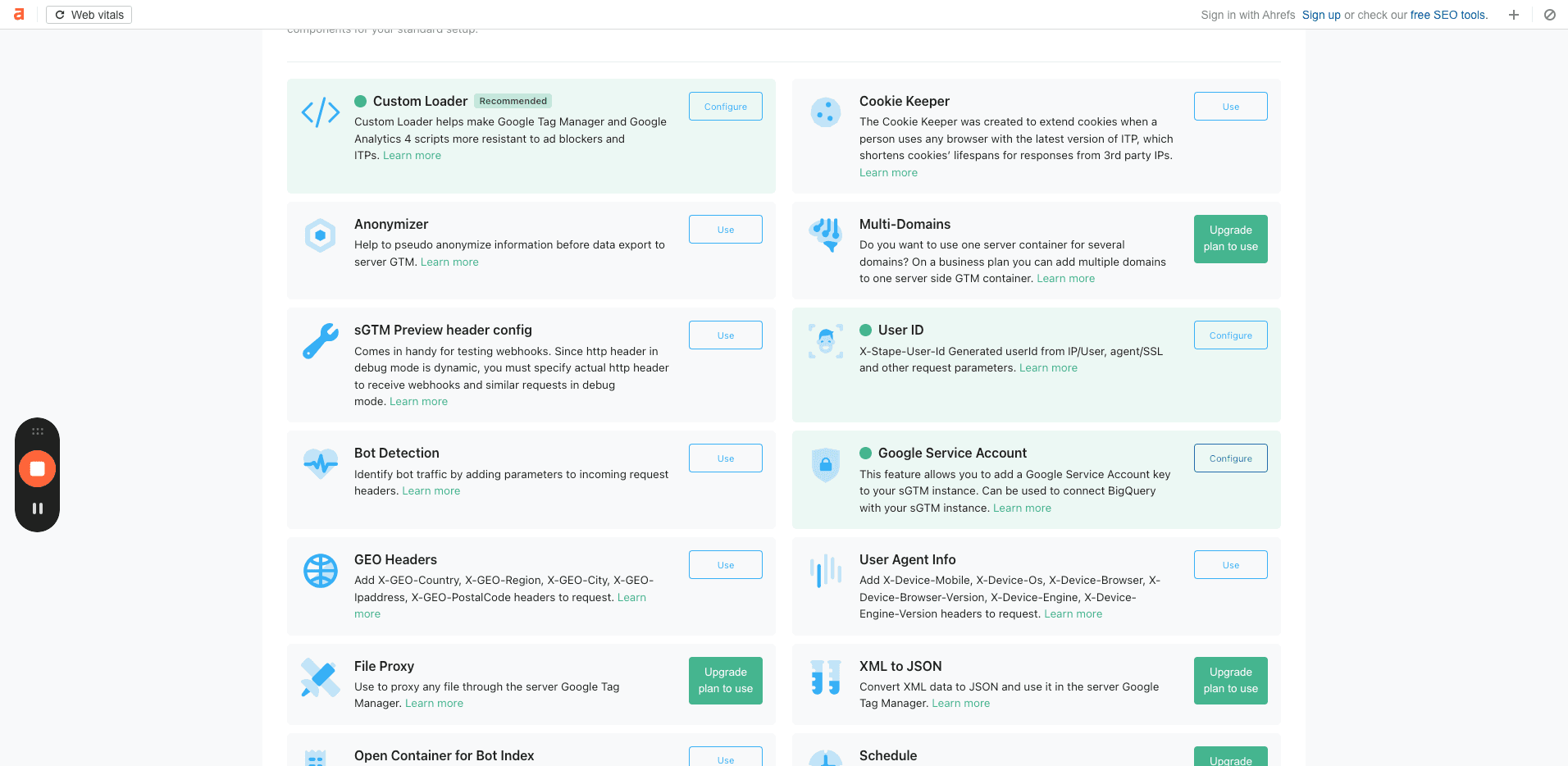Step #30: Vá em Google service account e clique em "Configure"