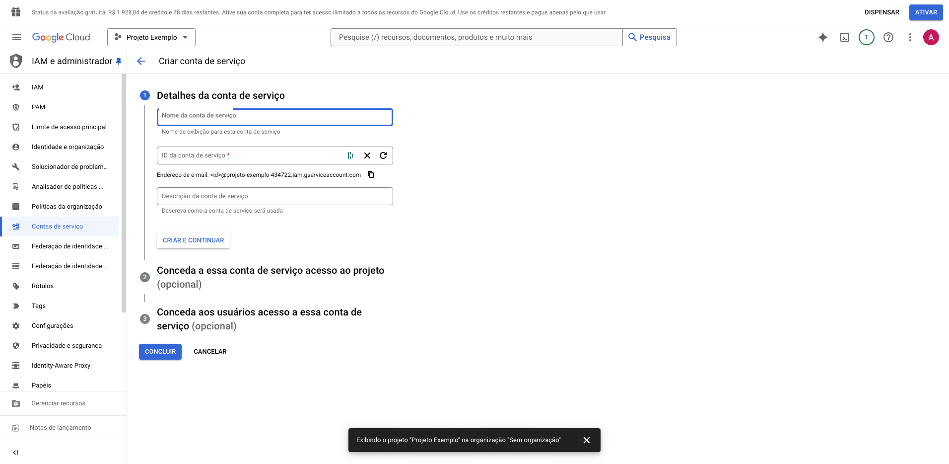 Step #11: Clique em "Nome da conta de serviço"
