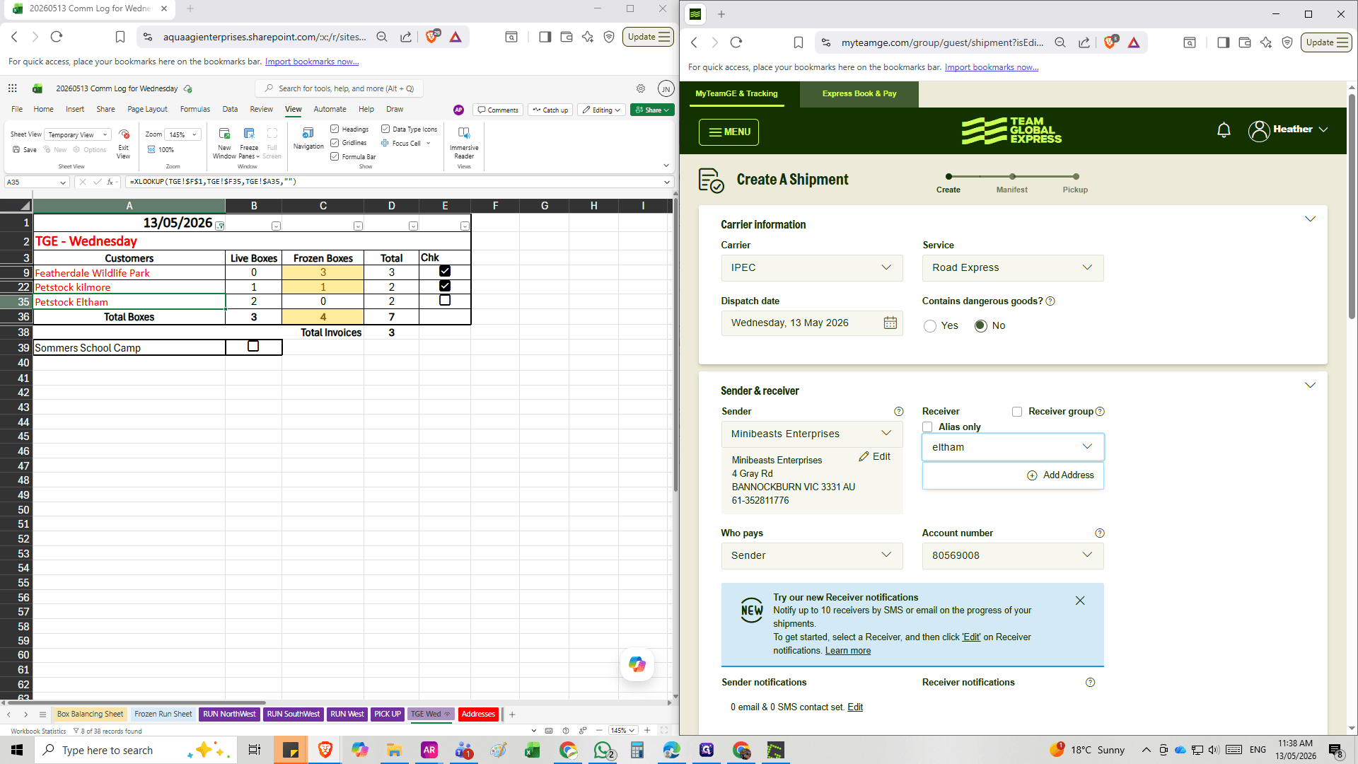 Step #11: Click Add Address in the Receiver section of the shipment creation form.