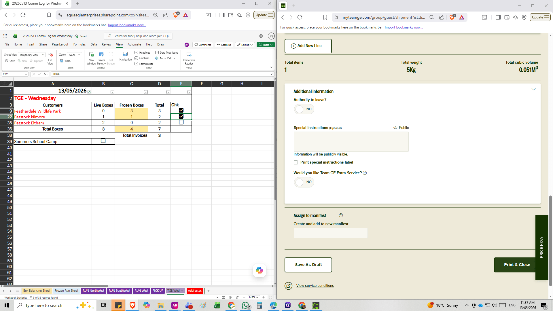Step #9: Click Print & Close at the bottom of the form to generate the labels.