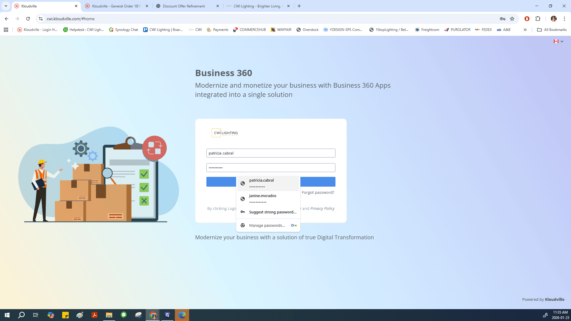 Step #2: Select or Enter your login and password