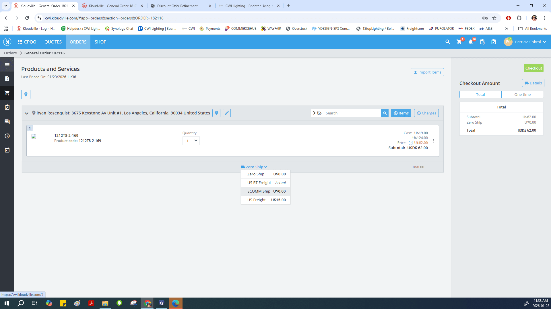 Step #35: Click on "ECOMM Ship U $ 0.00"