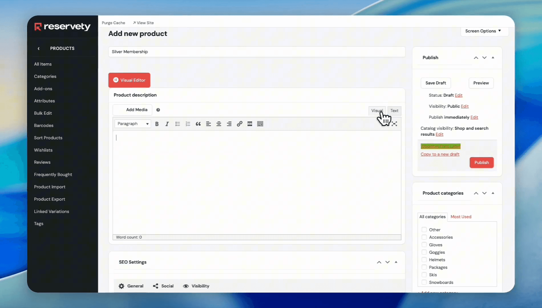 Step #13: Click the Visual tab to write a description for the membership