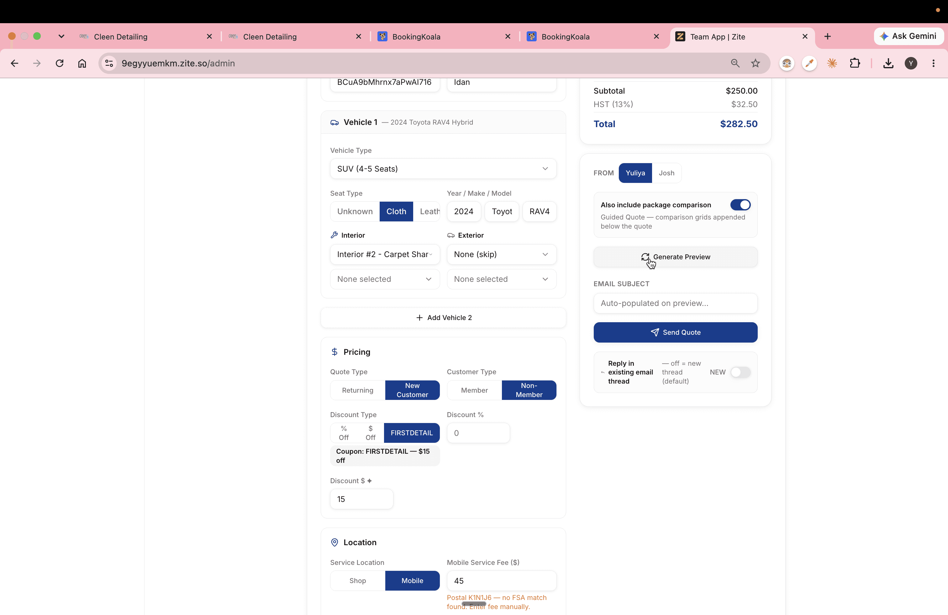 Step #12: Click Generate Preview in the right panel to review the quote as the customer will see it.