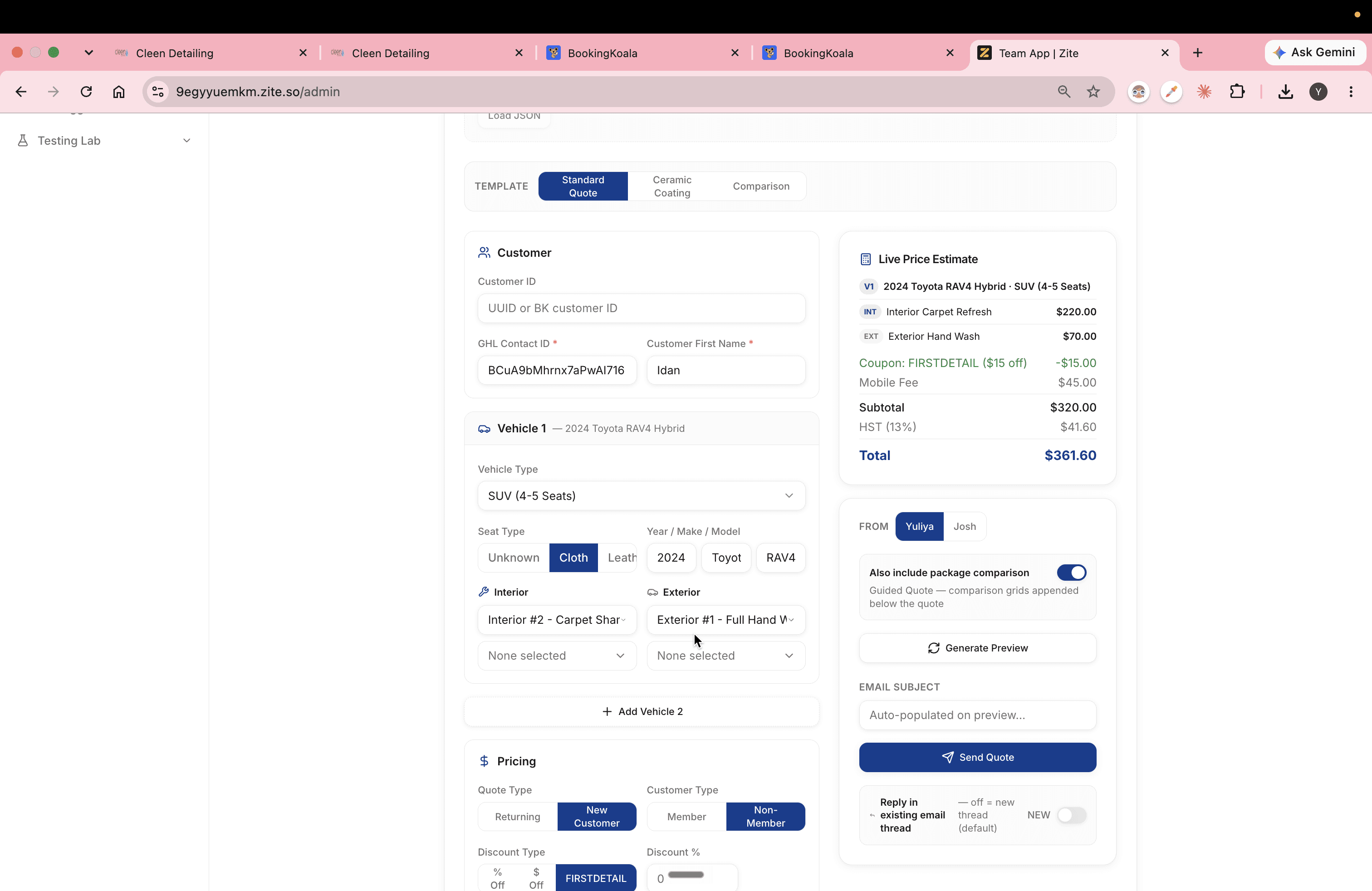 Step #10: Click the Exterior dropdown menu to adjust exterior service selections.