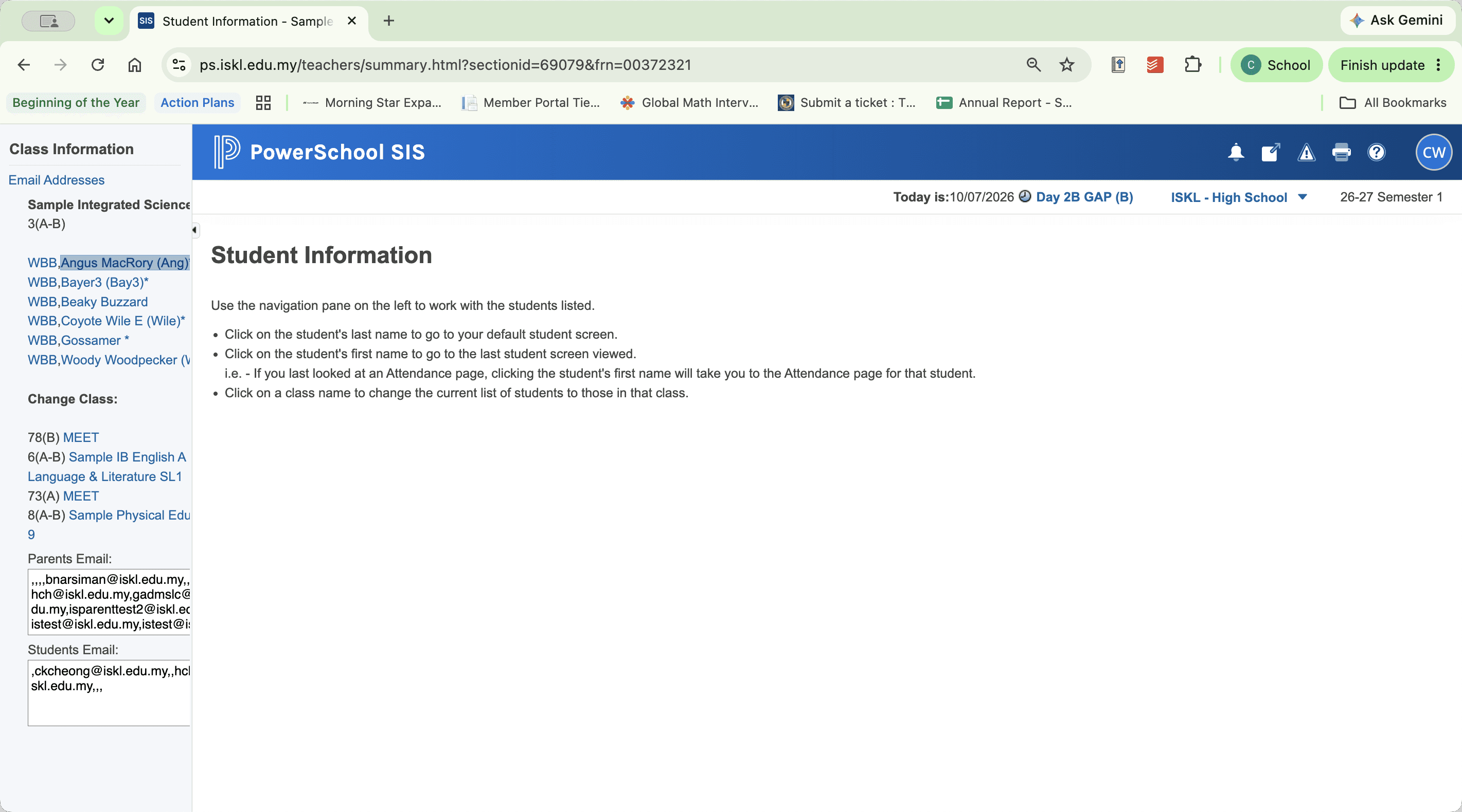 Step #2: Click the student's name in the side panel to open their student record.