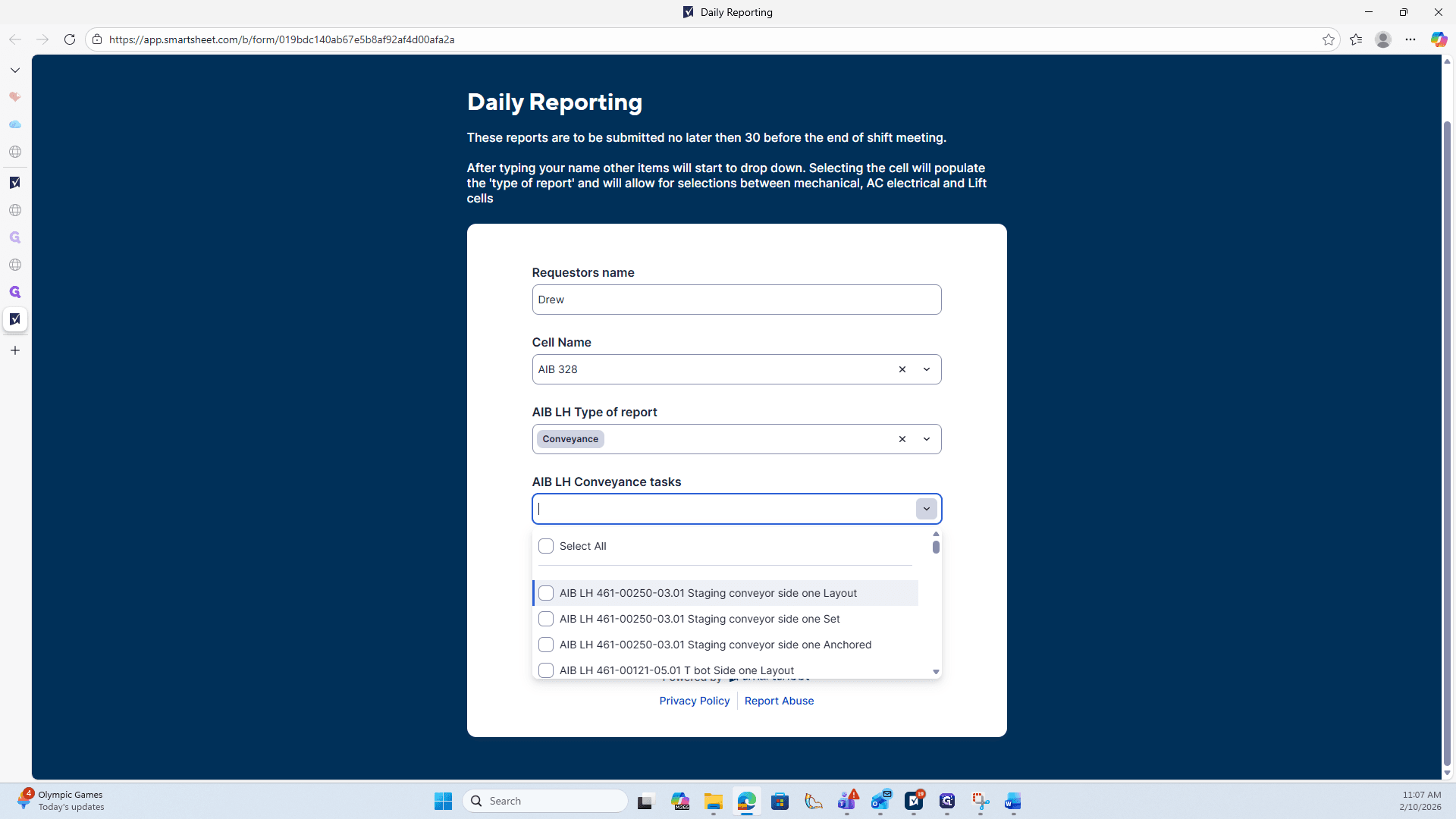 Step #9: Click on "AIB LH 461-00250-03.01 Staging conveyor side one Layout"