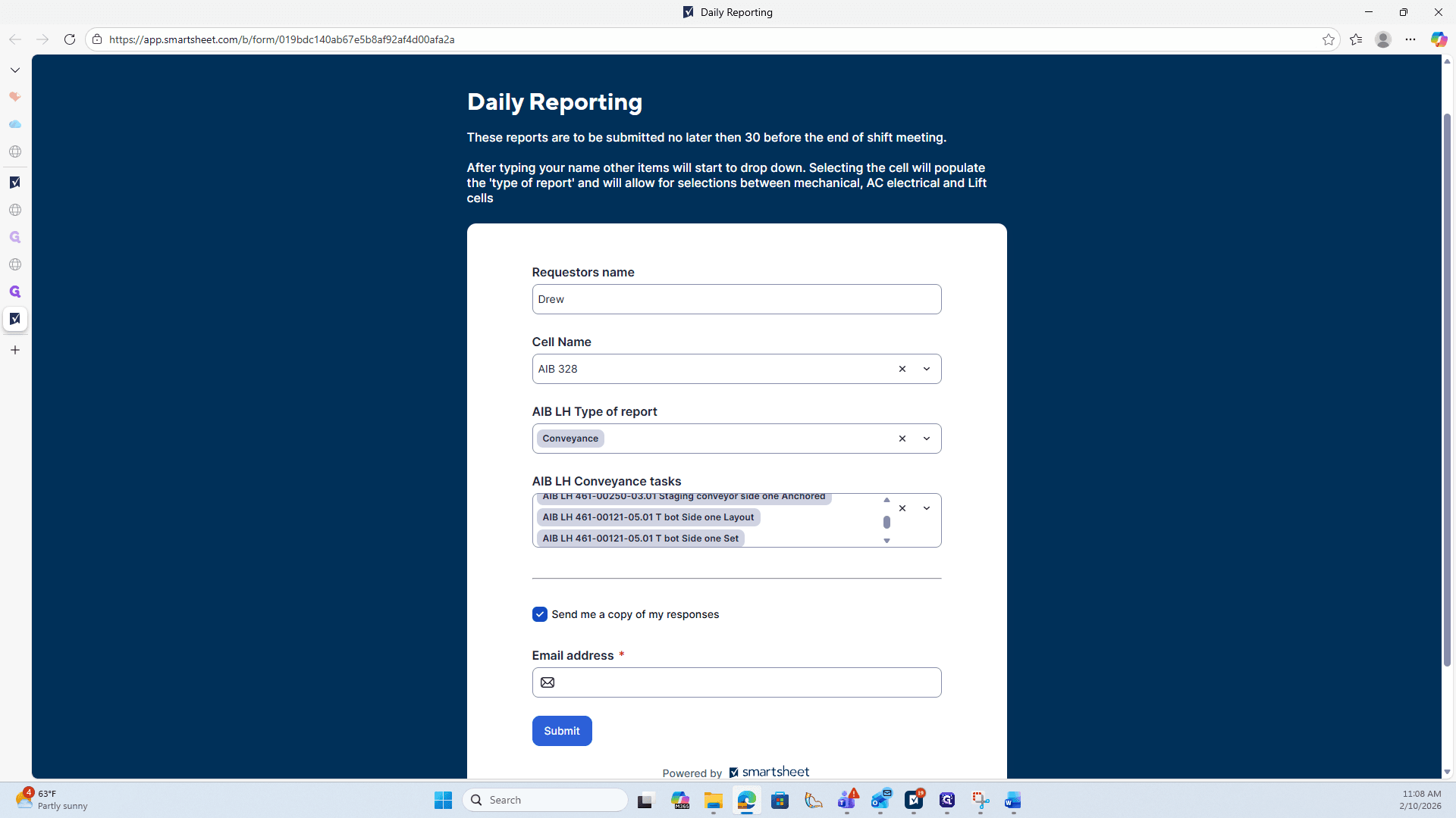 Step #17: Click on "✓ Send me a copy of my responses"