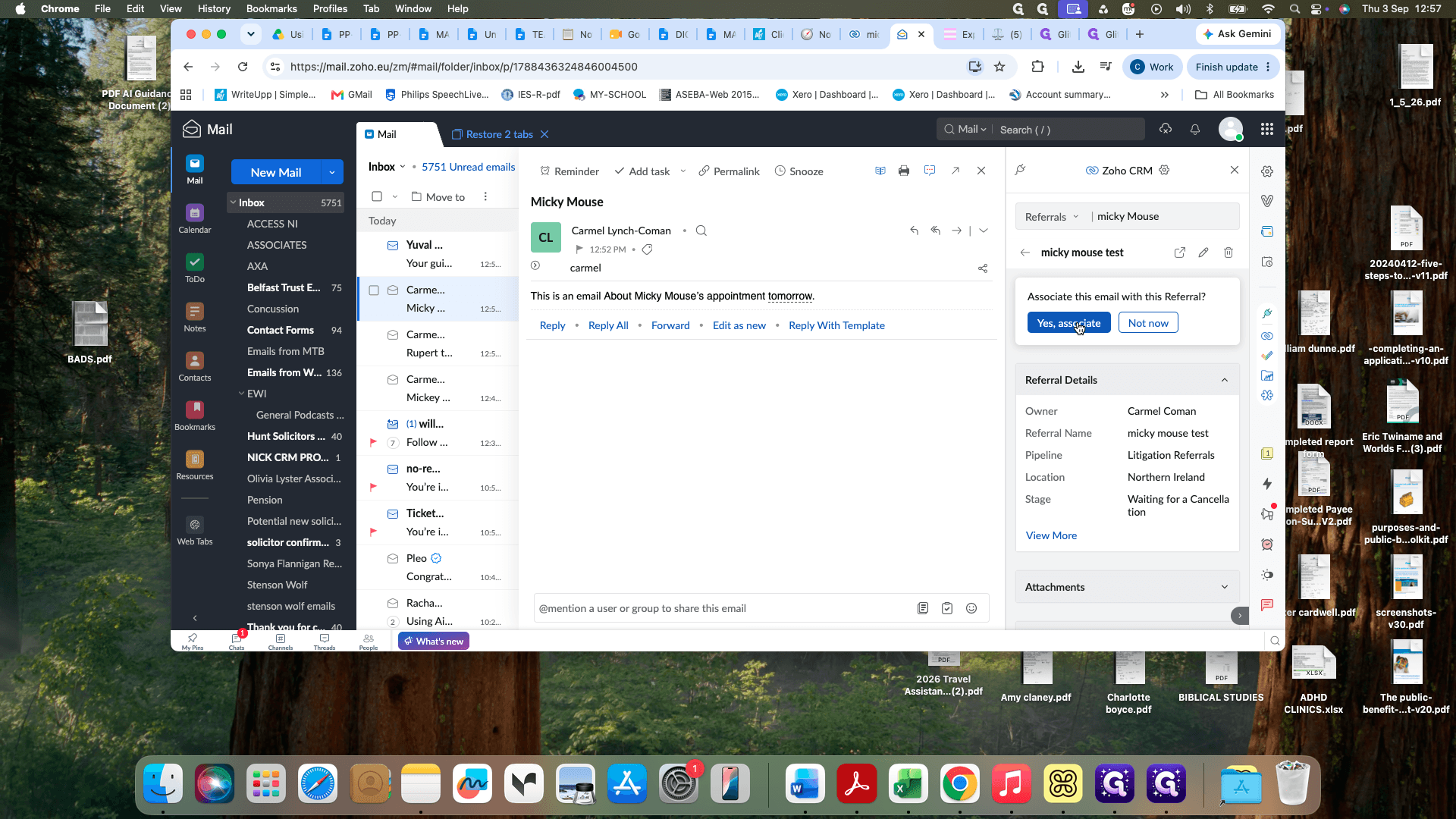 Step #11: Click Yes, associate to link the email to the referral.