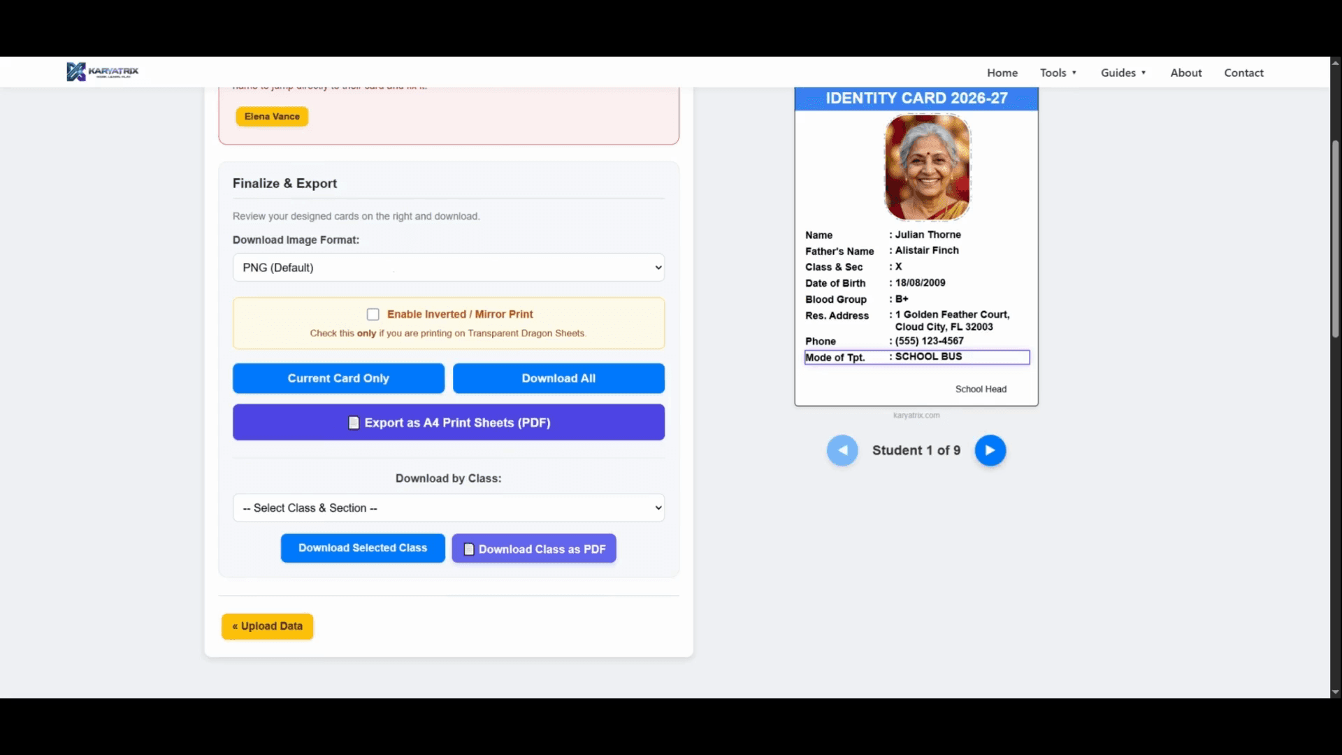 Step #19: Click Export as A4 Print Sheets (PDF) to automatically arrange your ID cards onto standard A4 pages.