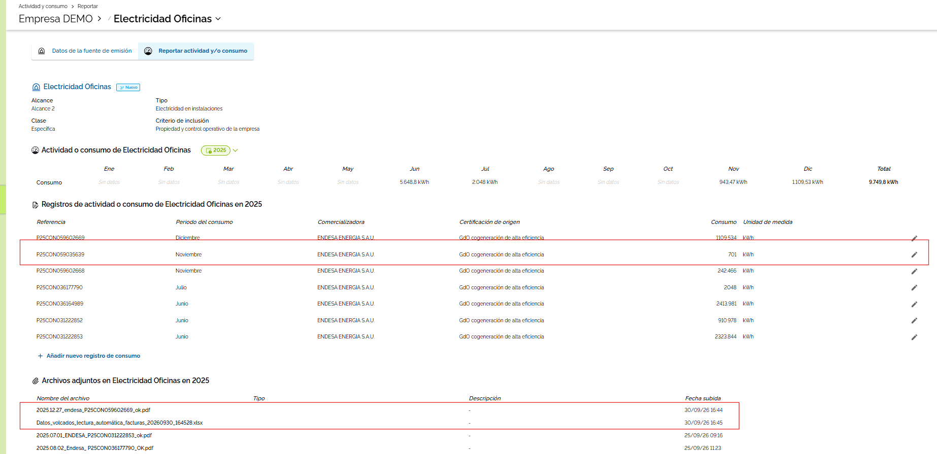 Step #4: Visualizar el dato cargado, el archivo adjunto, y el excel con el consolidado de la información cargado.