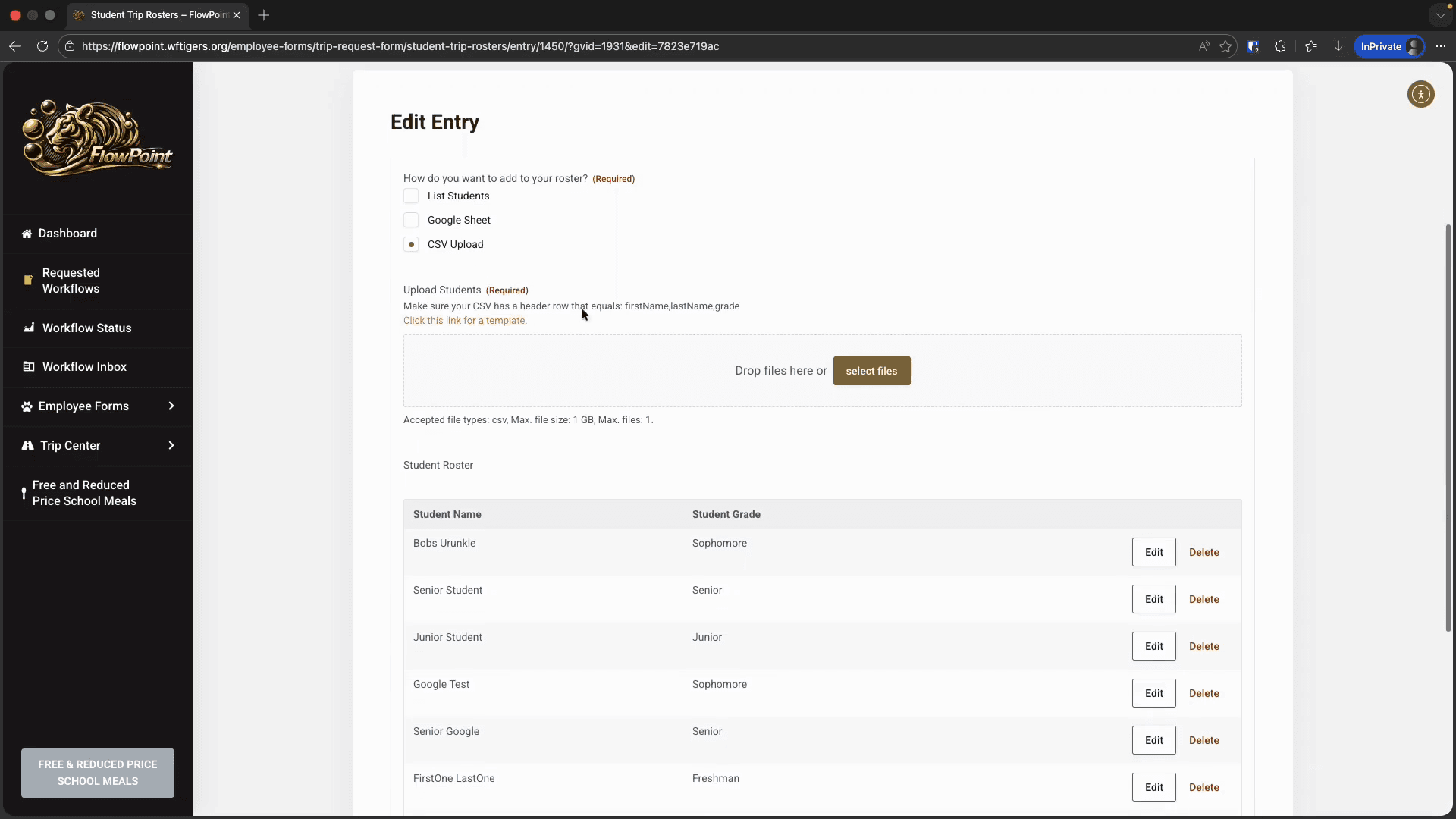 Step #15: Click the CSV Upload radio button.