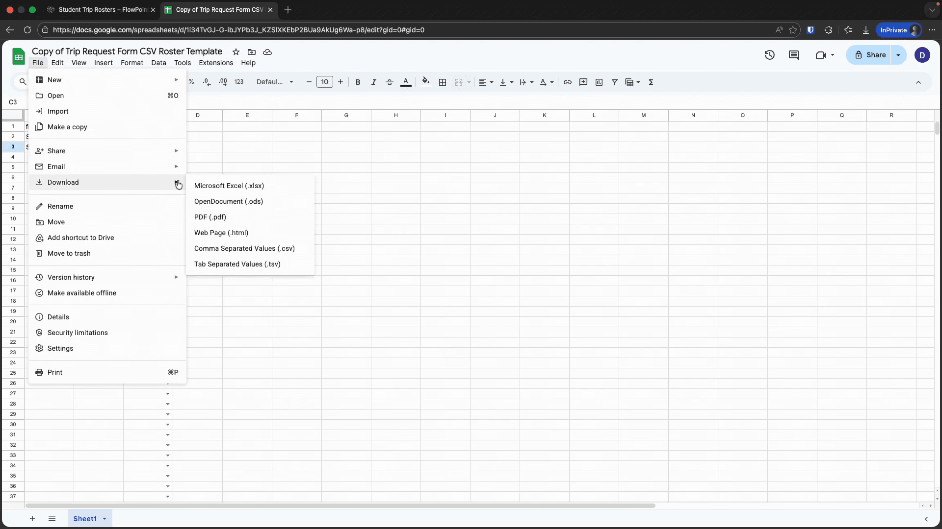 Step #14: Click on the Comma Separated Values (.csv) option.