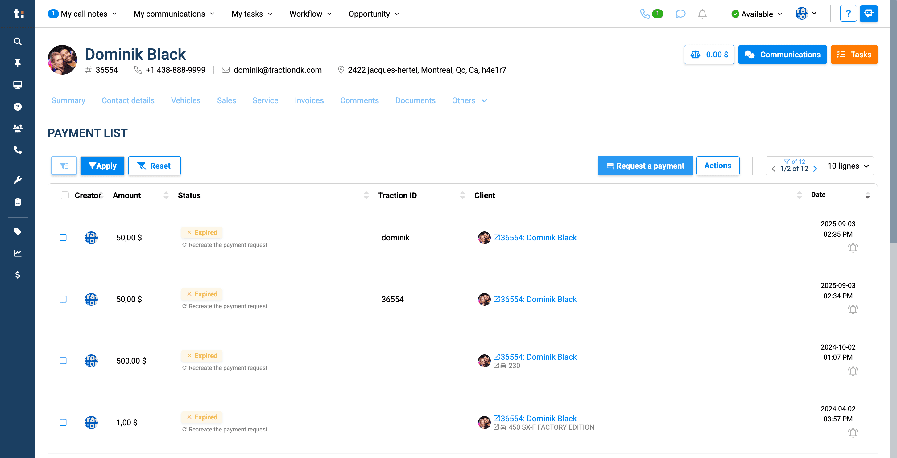 Step #5: You can easily request a payment by clicking the Request a Payment button.