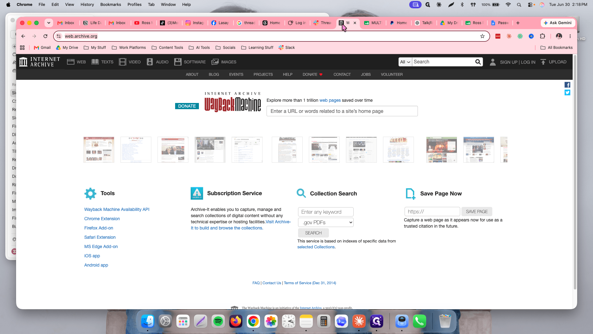 Step #10: Switch back to the Wayback Machine browser tab.