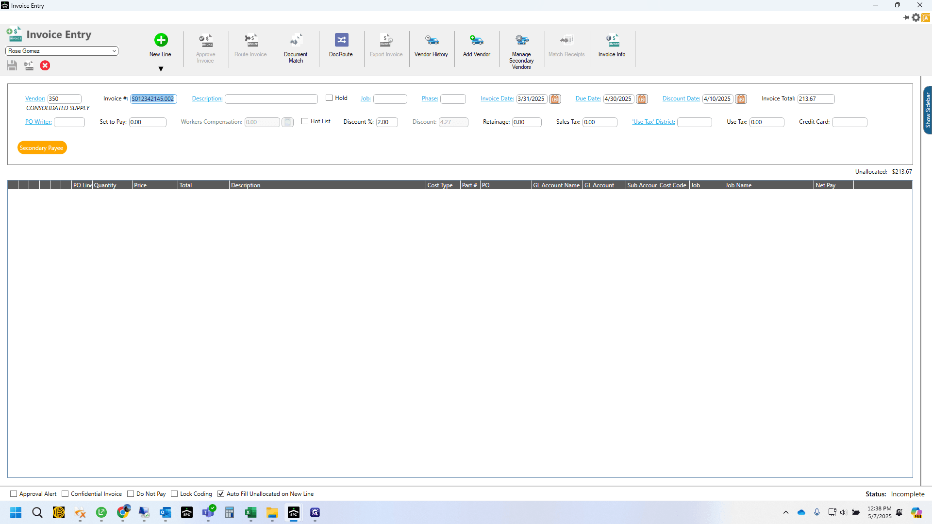 Step #7: Click on "S012342145.002" Copy your invoice number (CTRL + C)