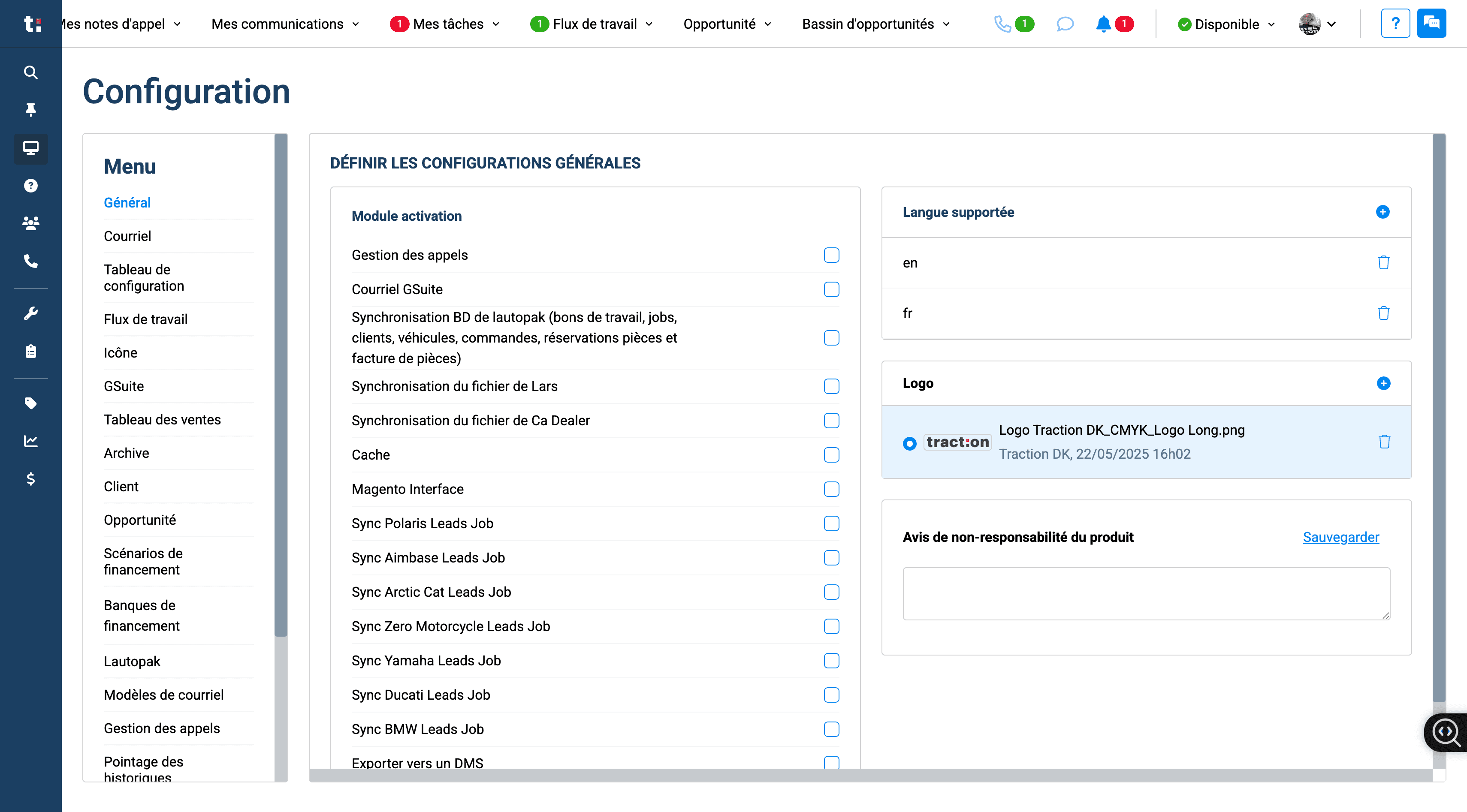 Step #3: Ça nous amène à la section Configuration.