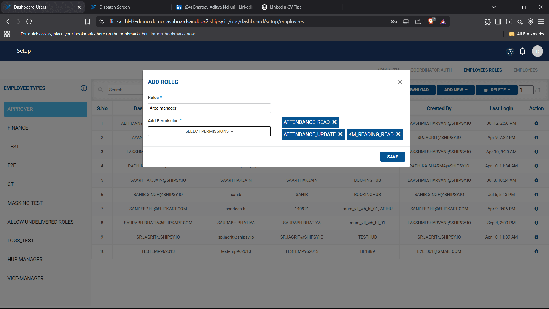 Step #9: add the permissions for that specific role.