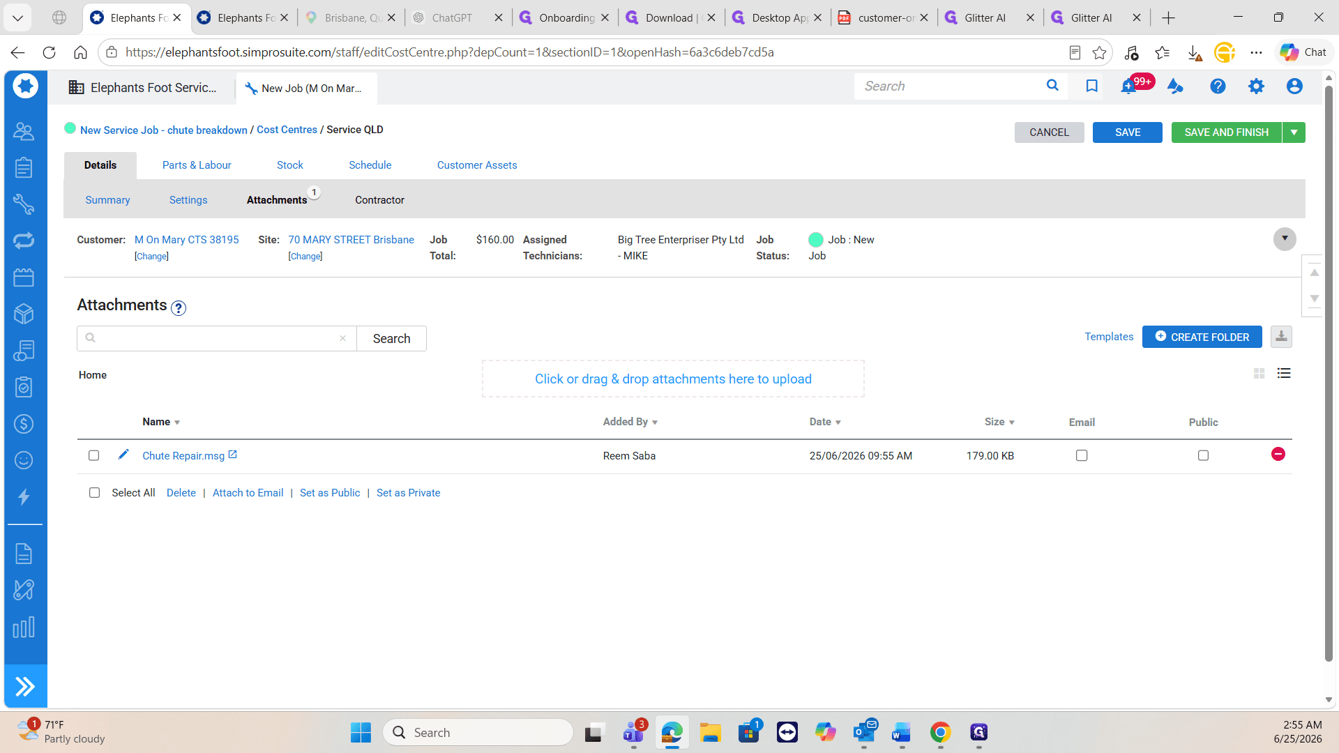 Step #19: Click the Contractor tab to prepare the final dispatch paperwork.