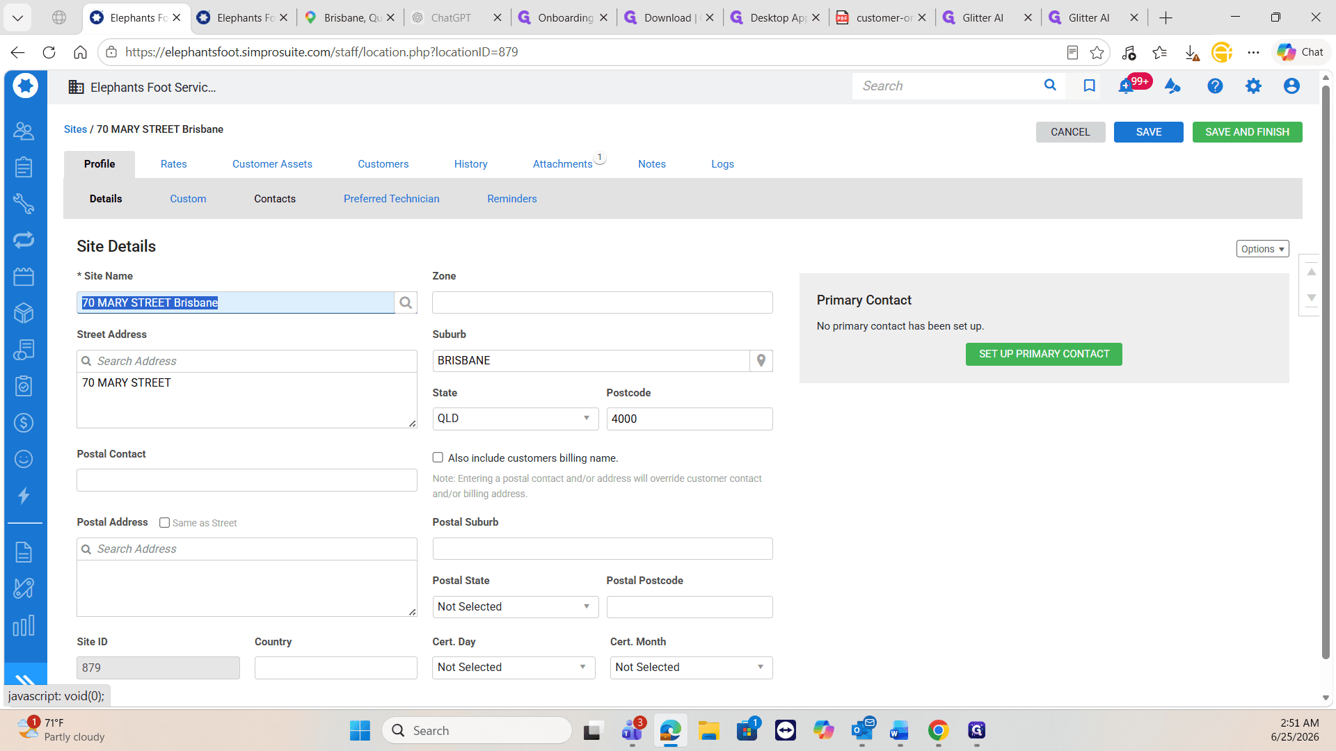 Step #2: Click the Contacts tab to view the existing people associated with the site.