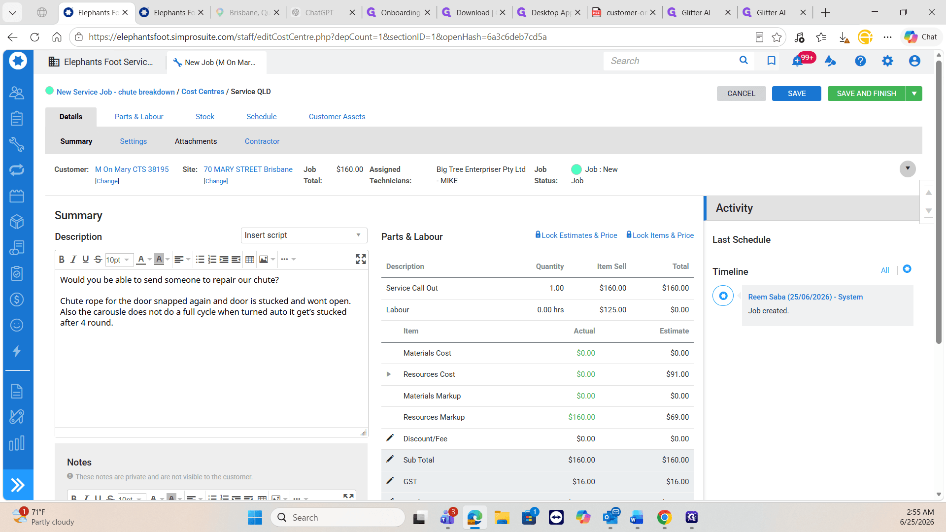 Step #18: Go to the Attachments tab and upload the client's email as proof of the maintenance request.