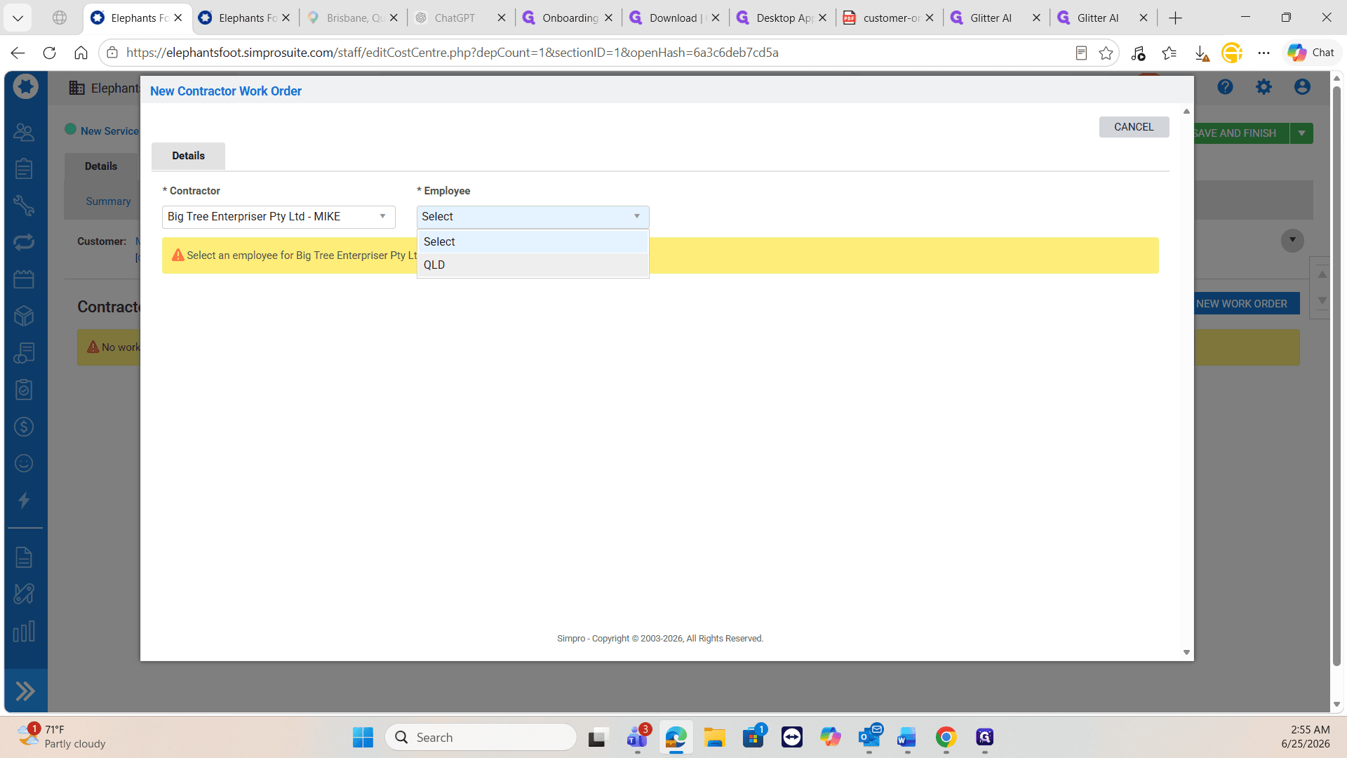Step #22: Select the specific employee or region assigned to the task.