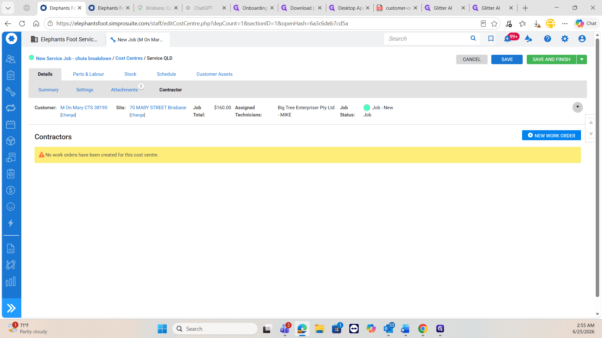 Step #20: Click + NEW WORK ORDER.