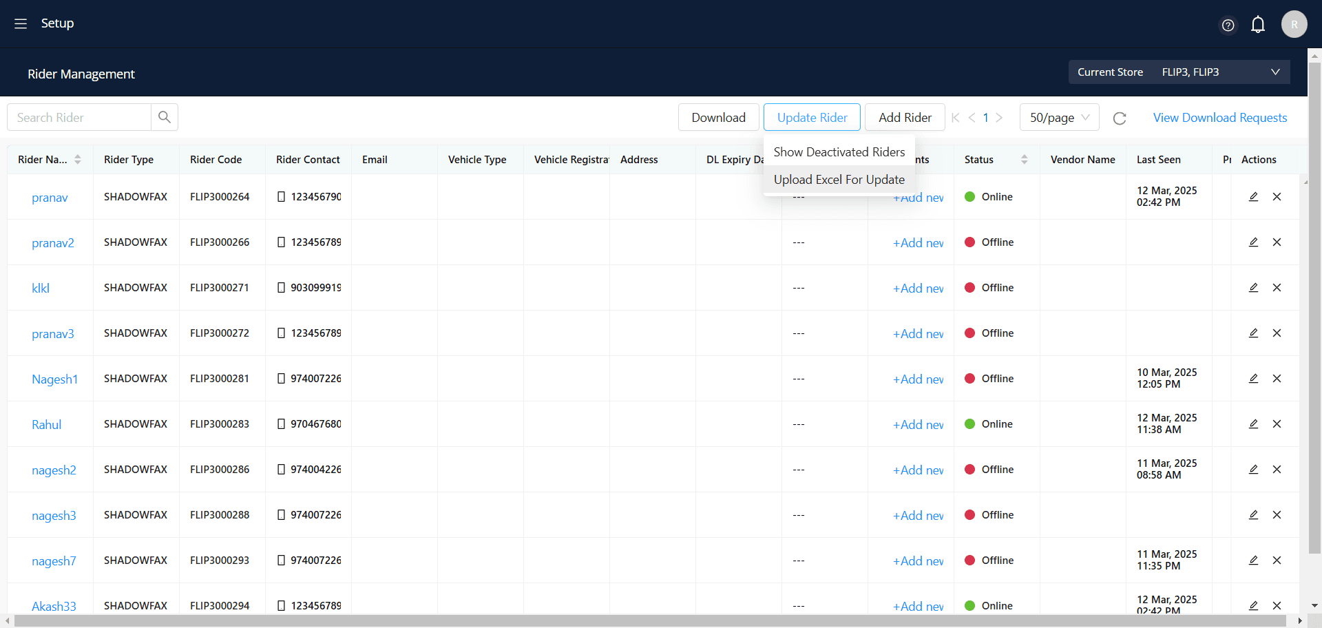 Step #3: Click on "Upload Excel For Update"