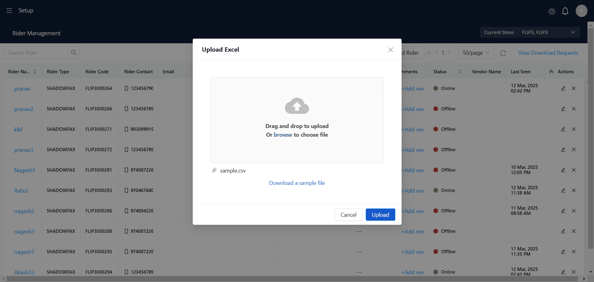 Step #7: Uploading an Excel File to Update Rider/Employee Data