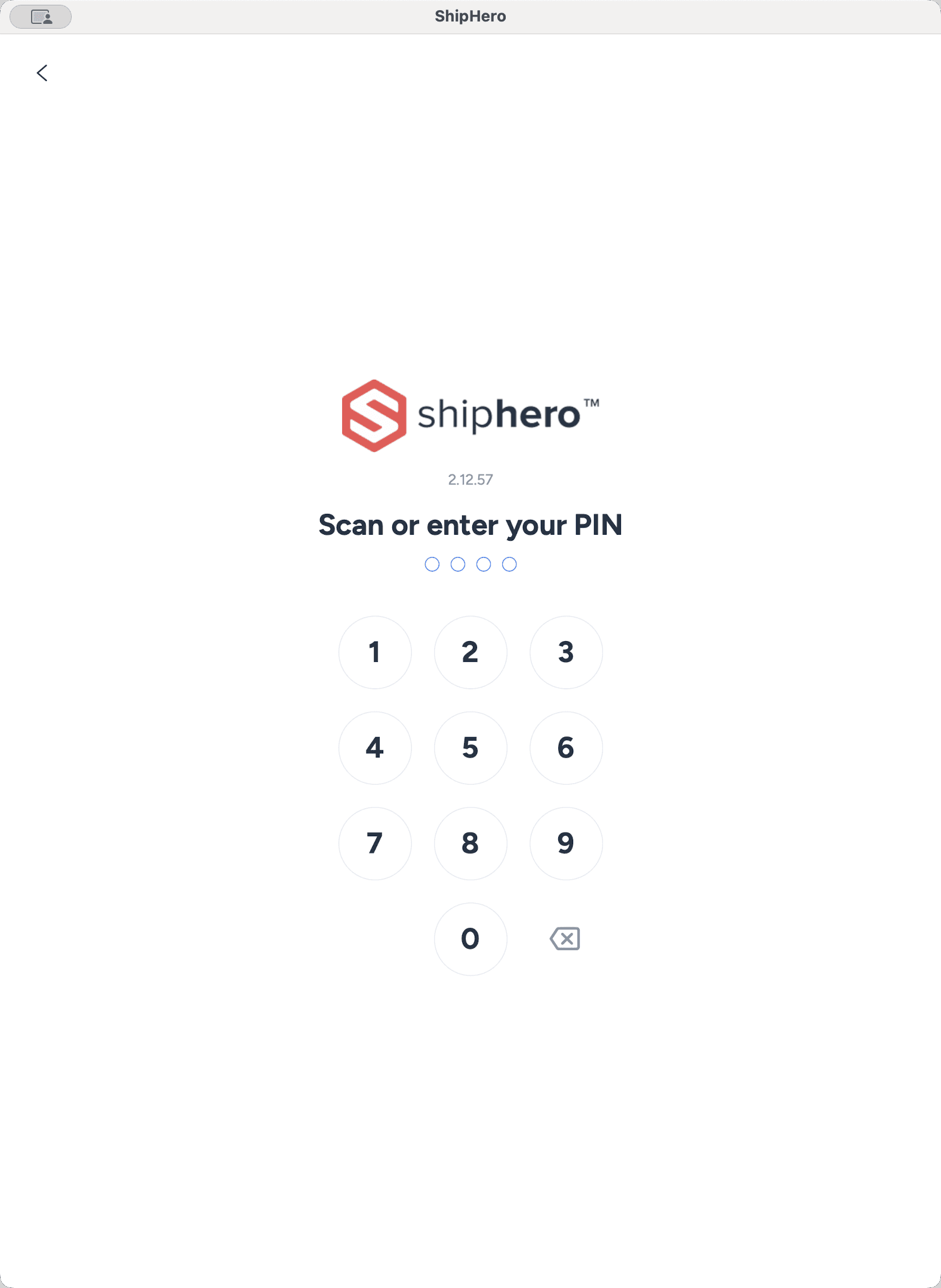 Step #1: Ingresa tu PIN de 4 dígitos para iniciar sesión en la aplicación ShipHero.