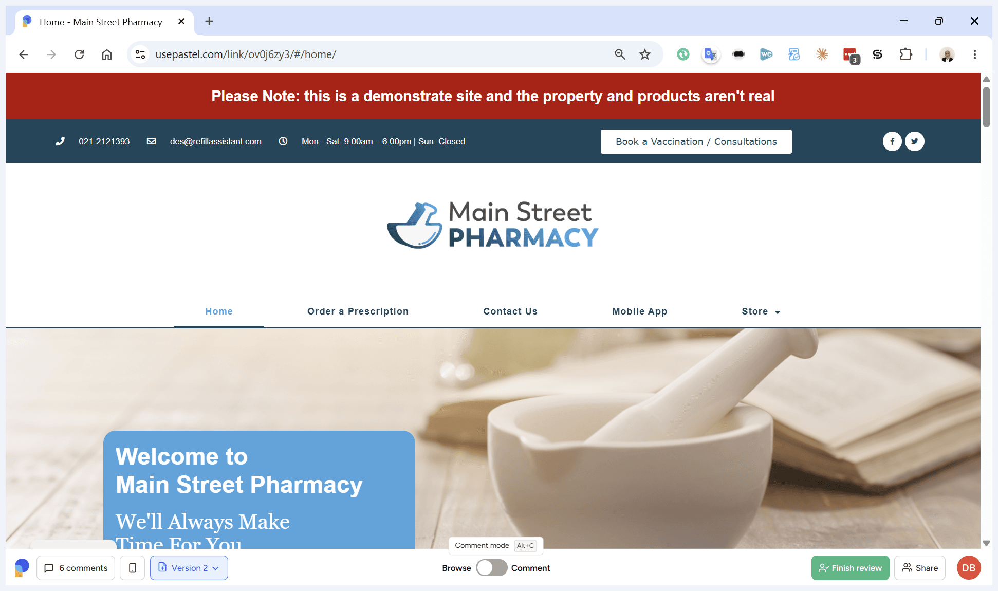 Step #14: Click Comment again in the bottom toolbar to resume leaving feedback on the new page.