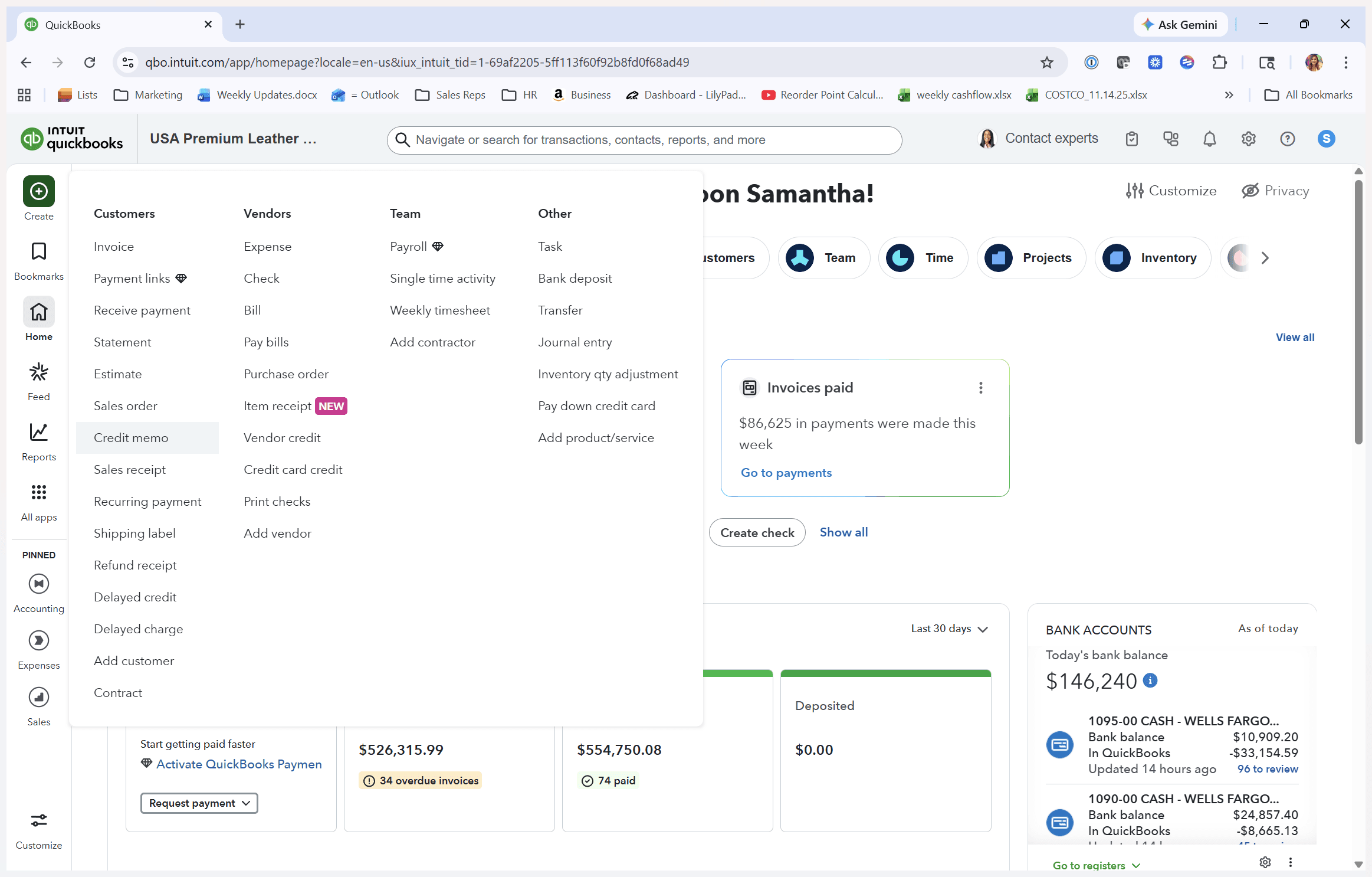 Step #1: Click on "Credit memo"