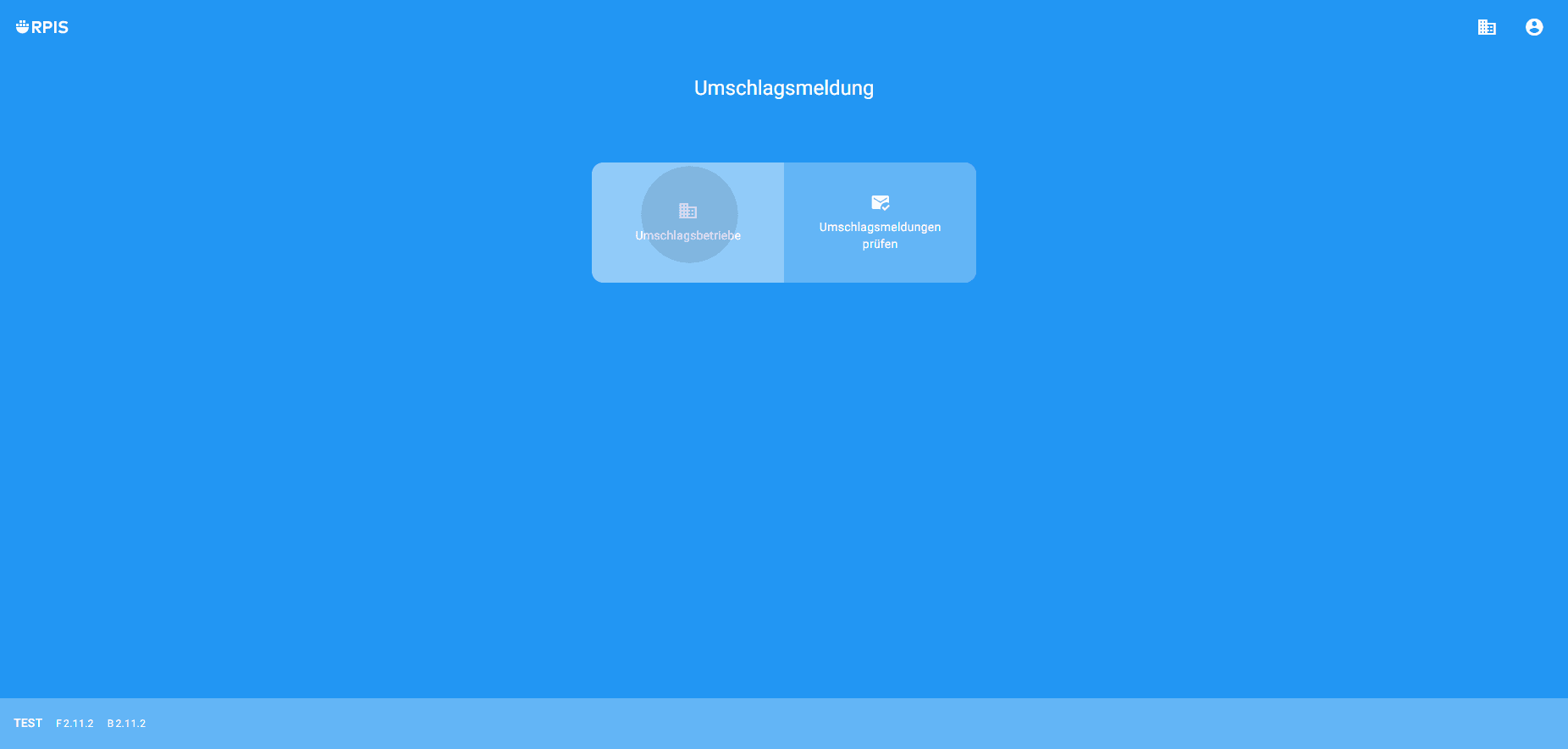 Step #1: In den Bereich "Umschlagsmeldung" klicken Sie auf "Umschlagbetriebe"