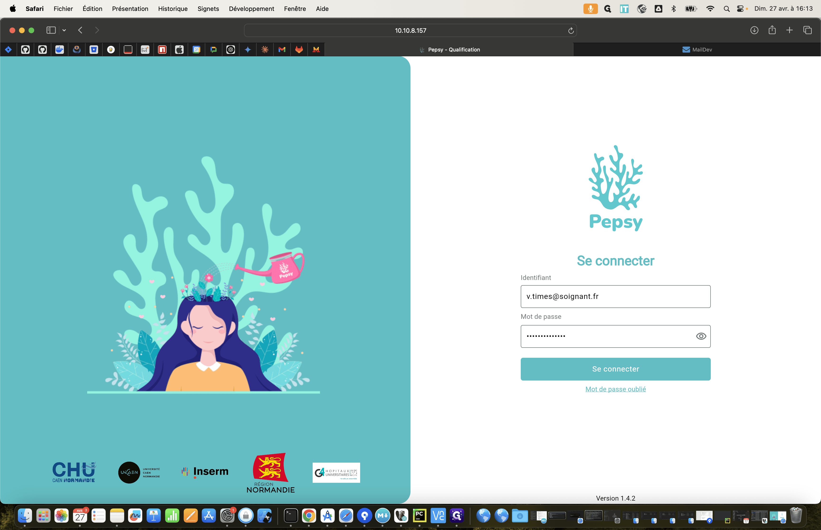 Step #1: La première chose à faire est de vous connecter en tant que soignant avec votre identifiant et votre mot de passe.