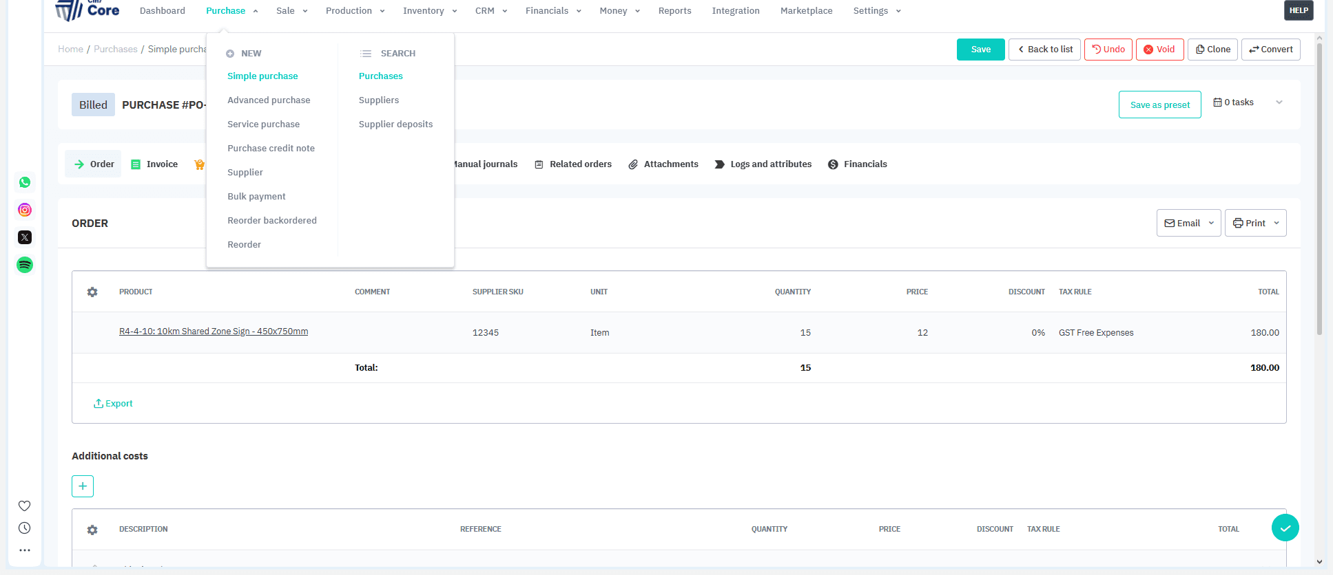 Step #1: Select Purchases from the dropdown menu to open your purchase list.