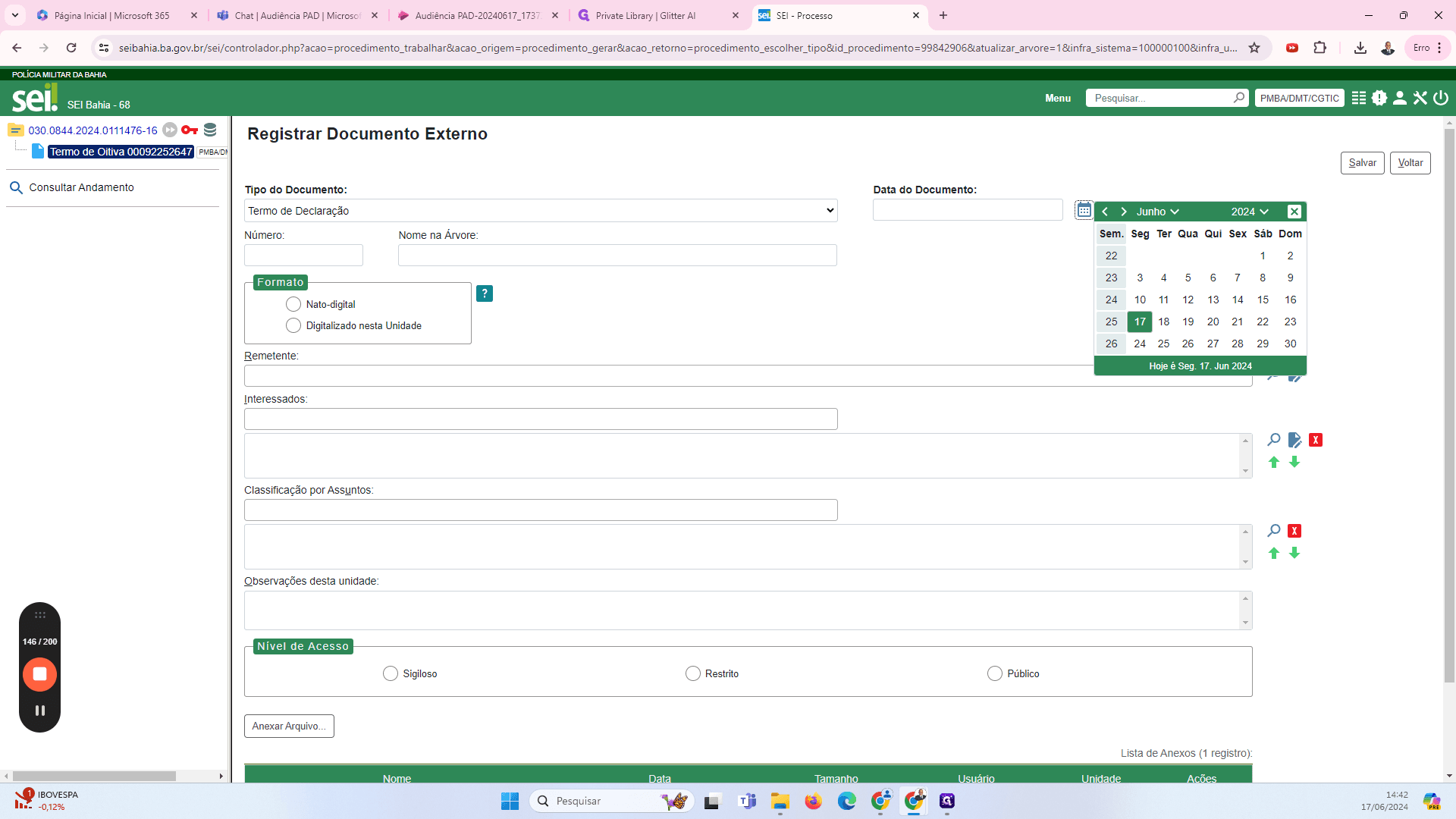 Step #55: Coloque a data do documento