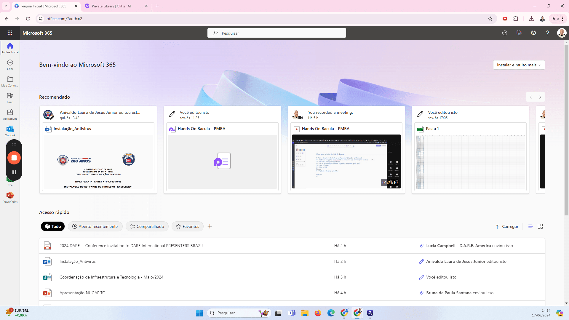 Step #3: Vá até as oções do Office