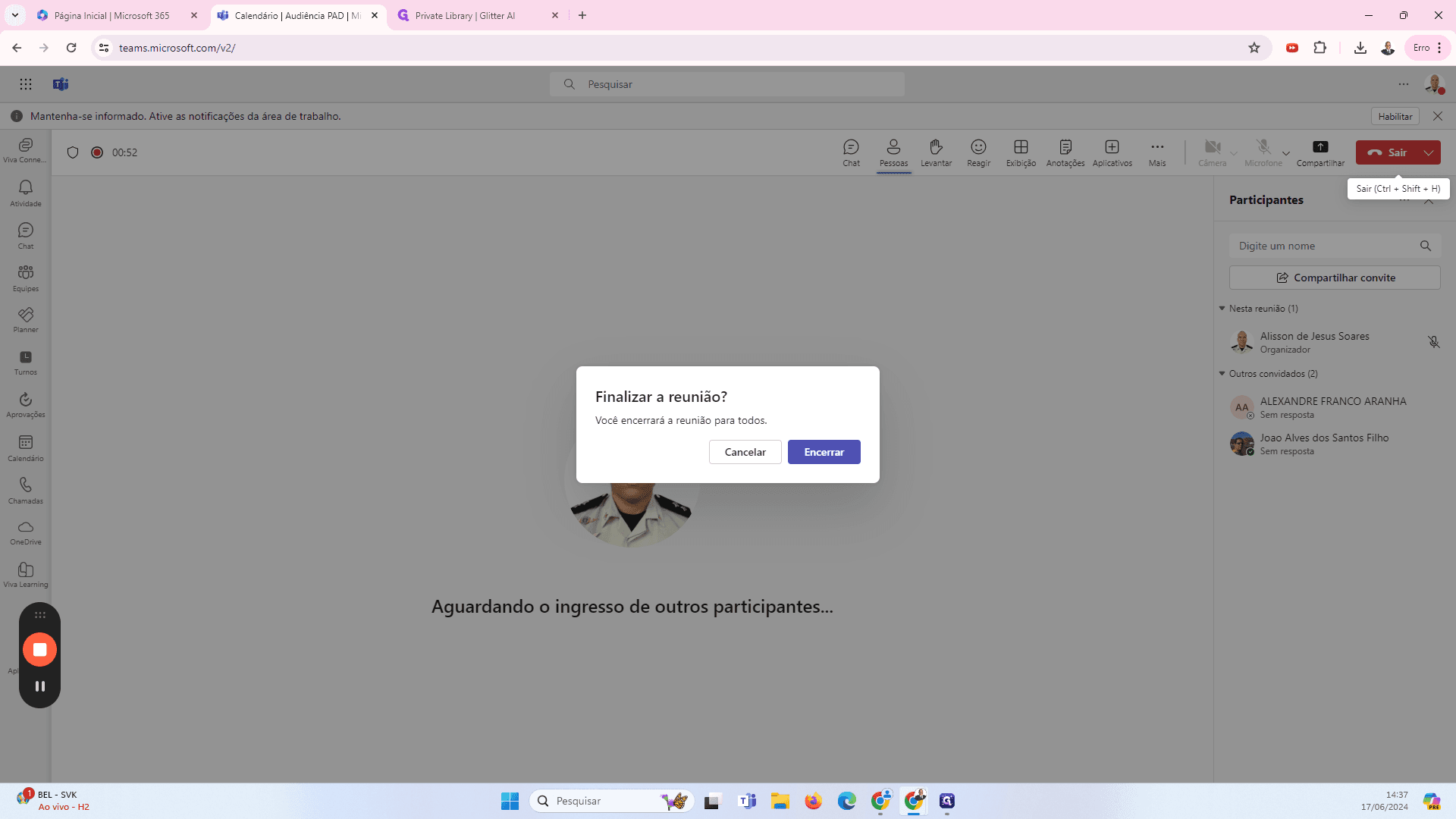 Step #26: Você deverá confirmar que deseja encerrar a reunião para todos